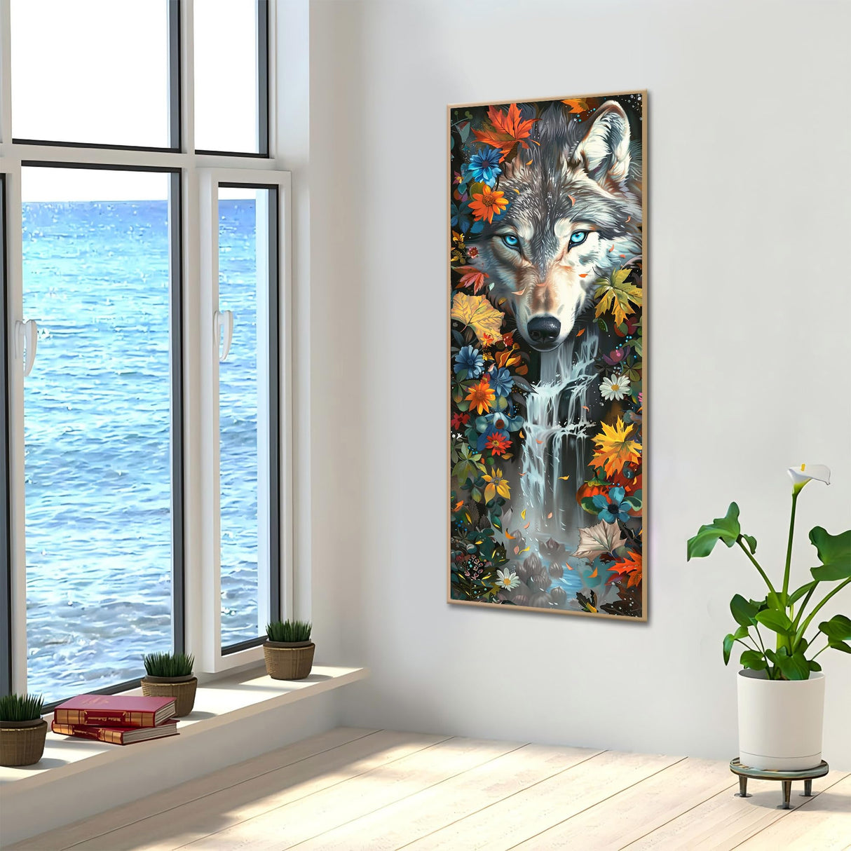 Kaliosy 5D Wolf Diamond Art Kits for Adults, DIY Large Size Animals Flowers Diamond Painting Full Round Drill Crystal Art - Craft Cross Stitch Embroidery for Home Wall & Office Decor 11.81x31.5 inch Kaliosy