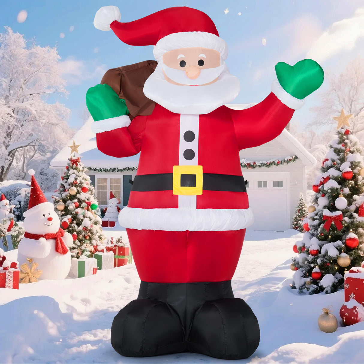 Joiedomi 6 FT Christmas Inflatable Santa with Gift Bag, Blow Up Xmas Inflatable Decorations with Build in LEDs for Christmas Decor, Yard Outdoor Garden Lawn Winter Decorations Joiedomi
