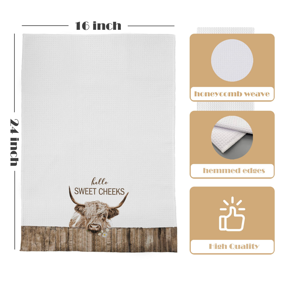 GCFET Highland Cow Bathroom Towels - Farmhouse Cow Decorative Hand Towels 16x24, Funny Bathroom Hand Towels GCFET