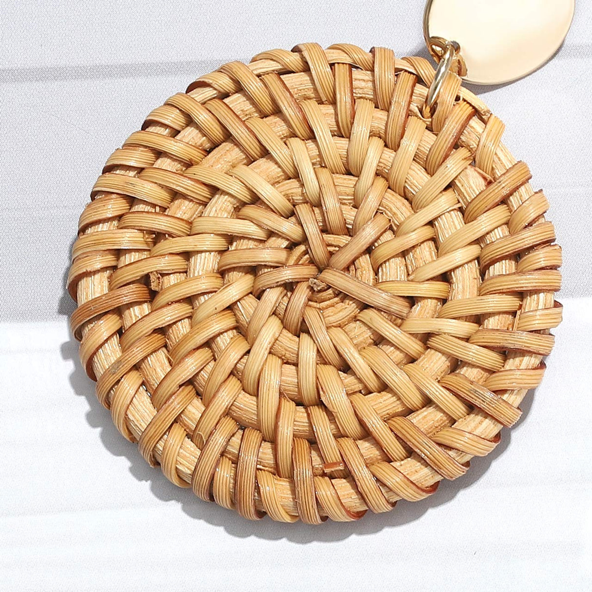 Long Necklace and Rattan Earrings Set for Women Handmade Long Tassel Rattan Necklace Wicker Earring Lightweight Weave Statement Jewelry (Brown) UYT