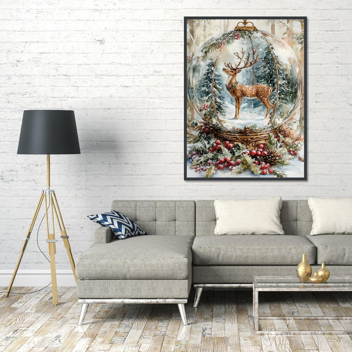 MRMIOOM 5D Christmas Diamond Painting Kits for Adults, DIY Christmas Deer Diamond Art Kits for Beginners, Full Round Rhinestone Gem Art Crafts Paintings for Home Wall Decor 12"x16" MRMIOOM