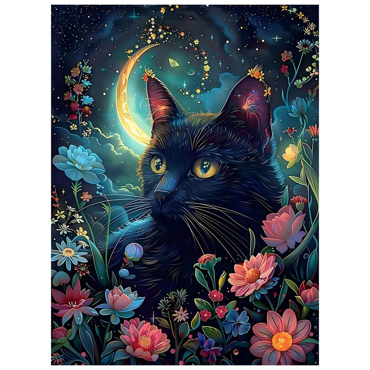 xcemhil Diamond Art Kit for Adults, Cat Diamond Painting, Animal Diamond Art for Gifts and Home Wall Decor, 12x16in xcemhil