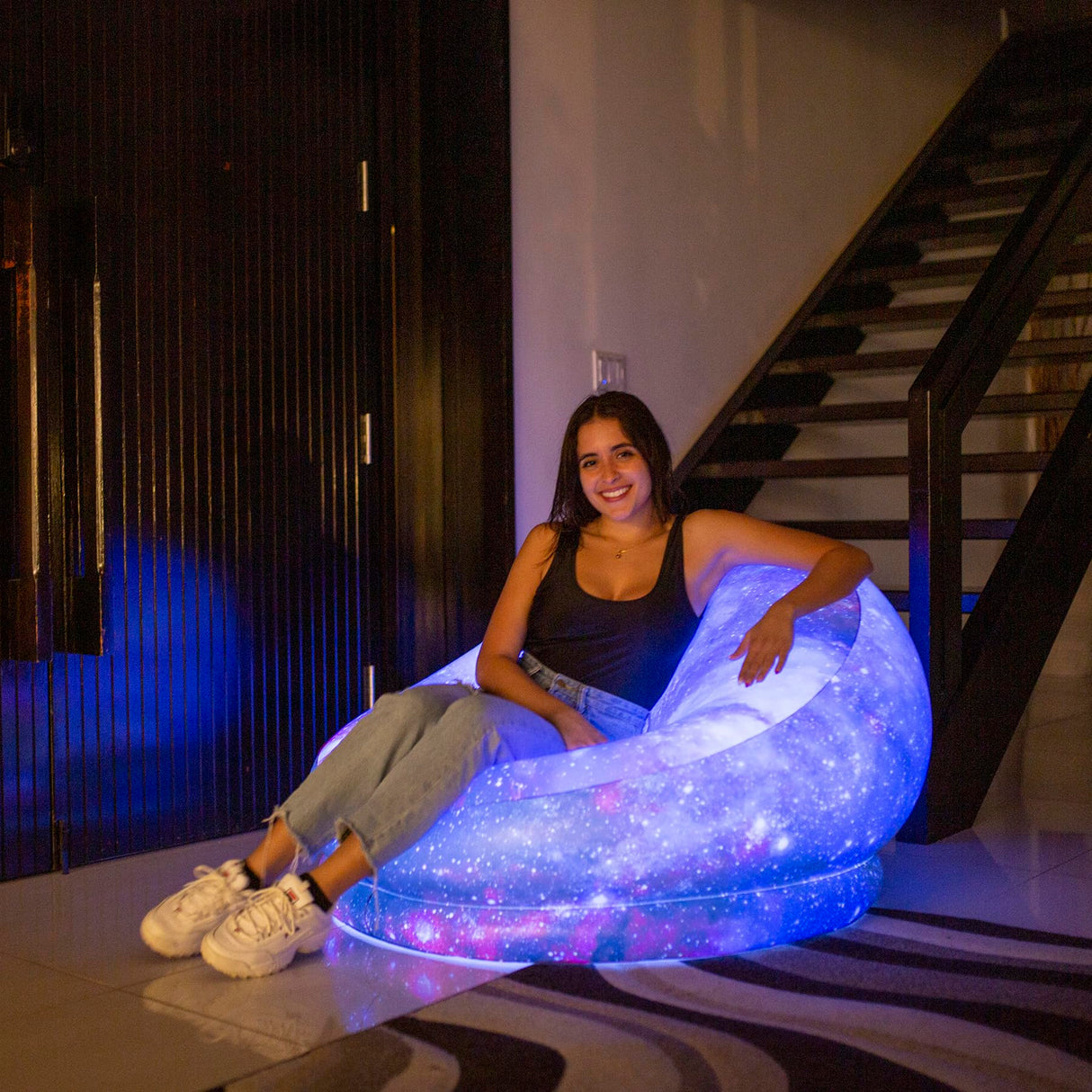 Air Candy Illuminated Inflatable LED Chair (Galaxy Chair Hubble Telescope LED Illuminated Game Chair) Air Candy