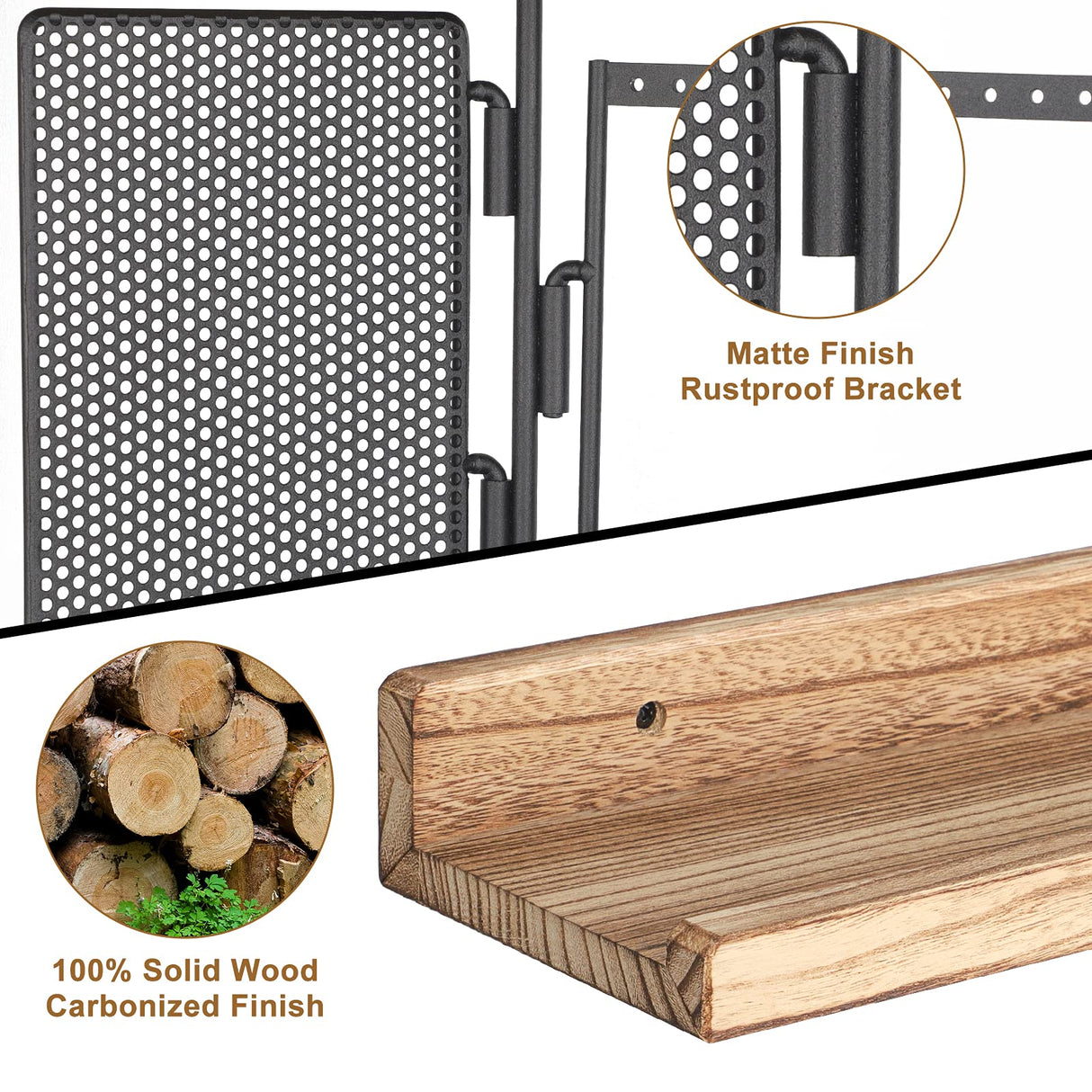 SOLIMINTR Hanging Jewelry Organizer Wall Mount with Rustic Wood Shelf, Ring Display Box, Ear Studs Earring Holder, Rotating Necklace Holder Organizer SOLIMINTR