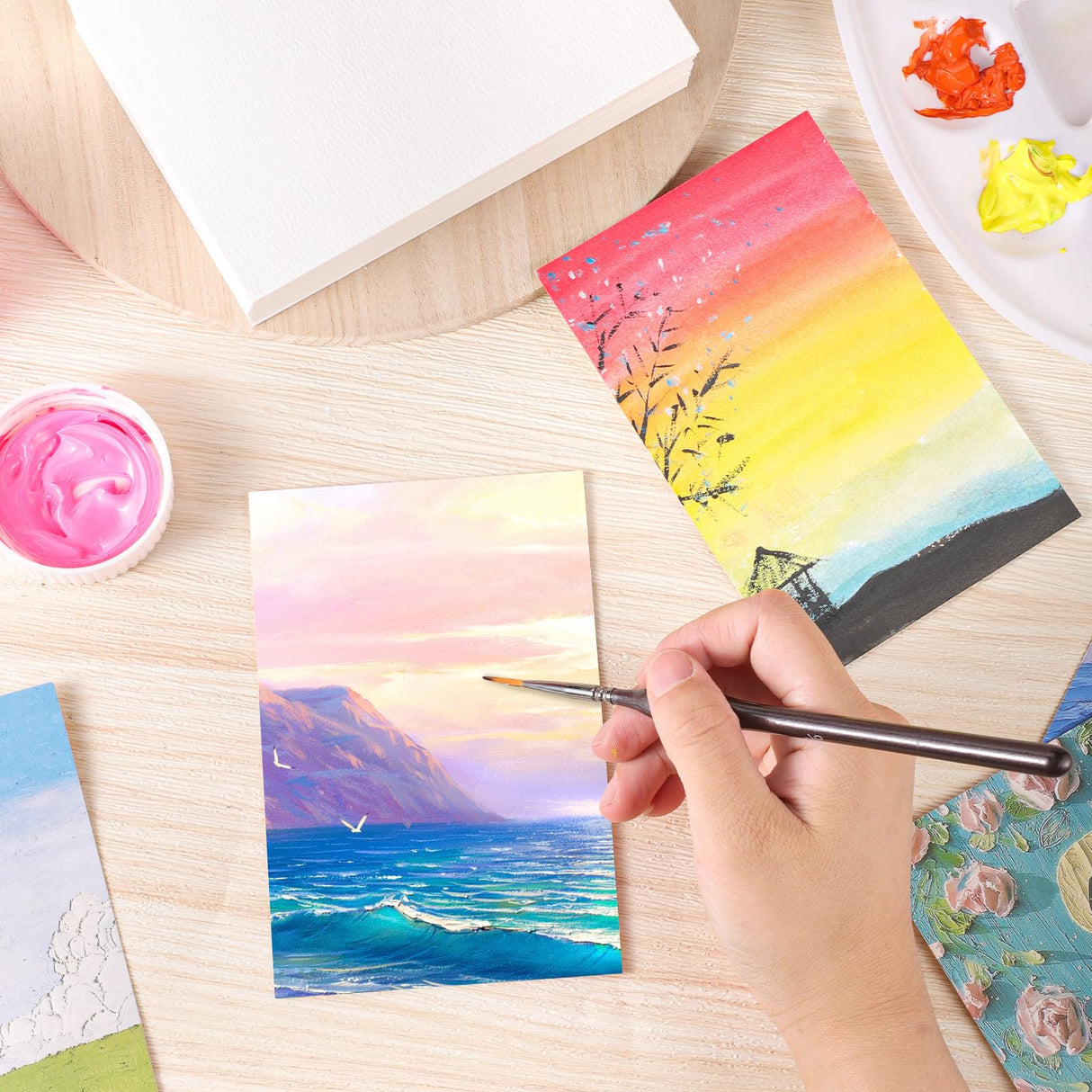 60 Sheets Watercolor Paper Bulk, 140 lb/300 GSM Cold Press Paper White Water Color Paper for Kids Child Students Adults Artists Watercolor Drawing Gift Cards(5 x 7 Inch) Prudiut