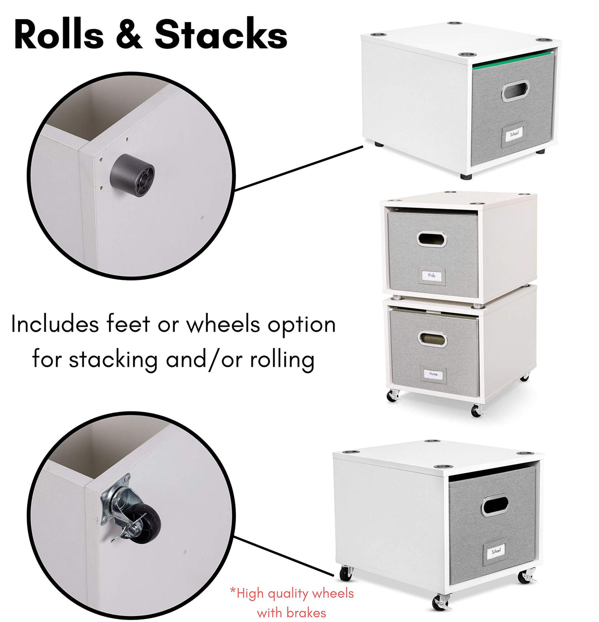 BIRDROCK HOME Decorative Rolling File Cabinet with Removable Storage Bin and Lateral Drawer BIRDROCK HOME