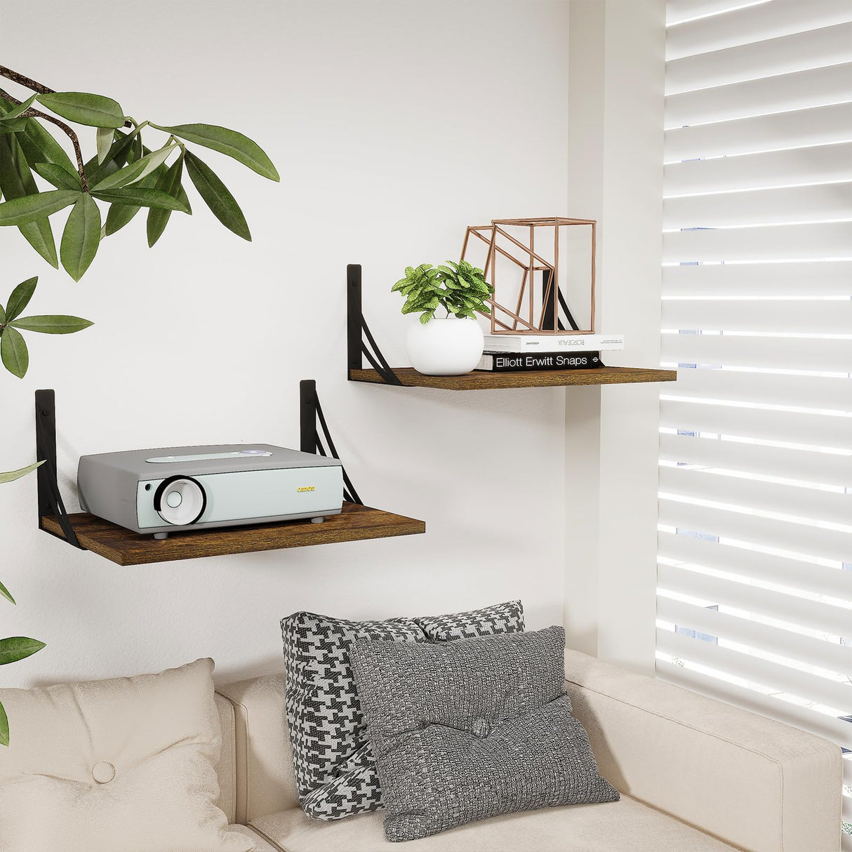 MXCSE Deep Floating Shelves for Wall, 12 Inch Deep Wall Shelves, Floating Shelves for Wall Storage Decor, Wide Floating Bookshelf for Living Room, Kitchen, Office, Bedroom (Brown, 16Wx12D) MXCSE