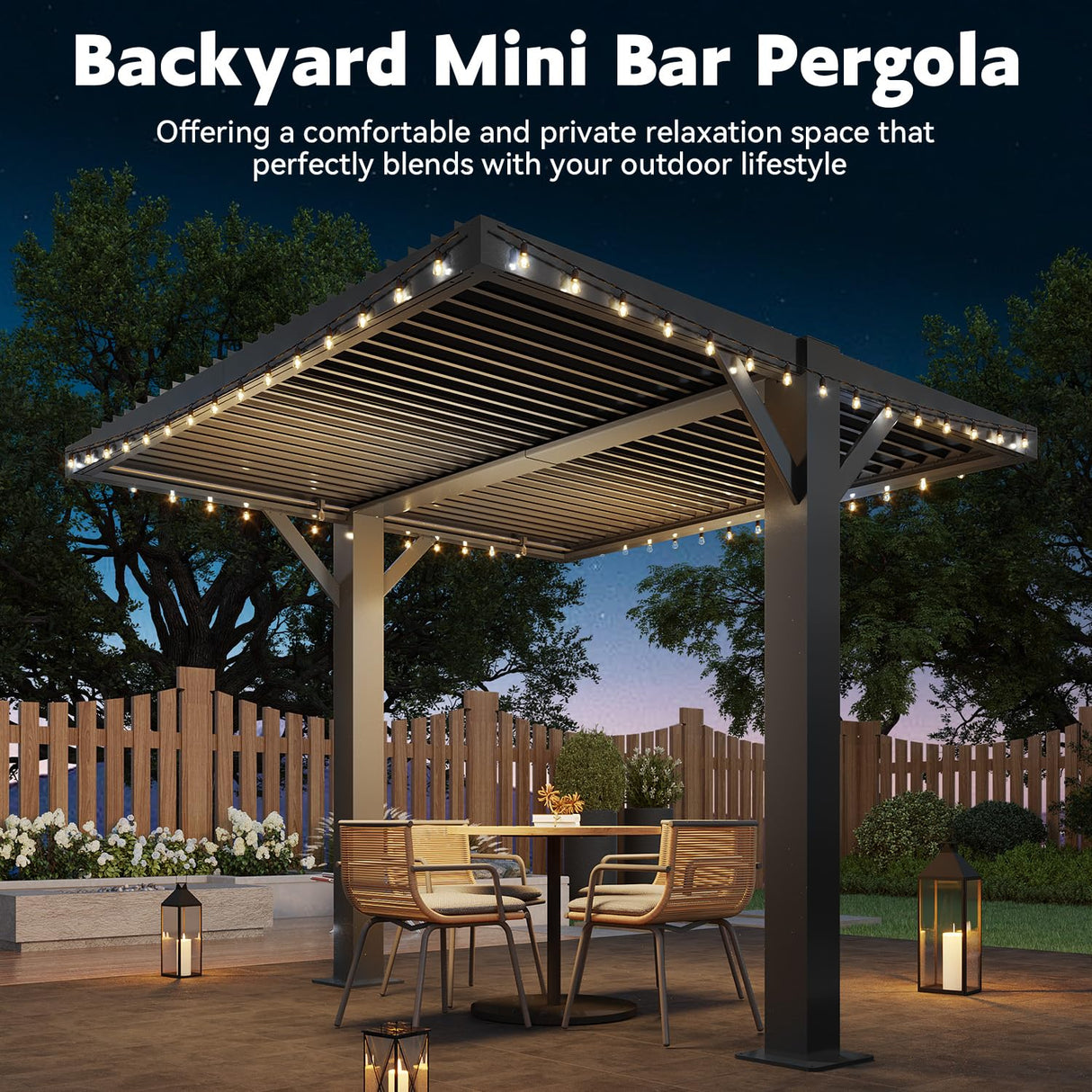 MELLCOM Louvered Pergola 10x10, Outdoor Shade Structure with 6" Aluminum Posts, Modern Aluminum Pergola with Adjustable Roof, Hardtop Gazebo Carport for Patio MELLCOM