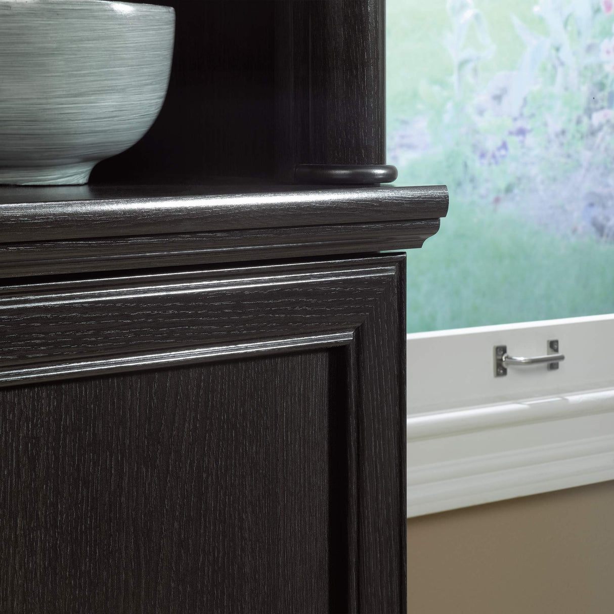 Sauder Palladia Library with Doors/Book Shelf, L: 29.37" x W: 13.90" x H: 71.85", Wind Oak finish Sauder