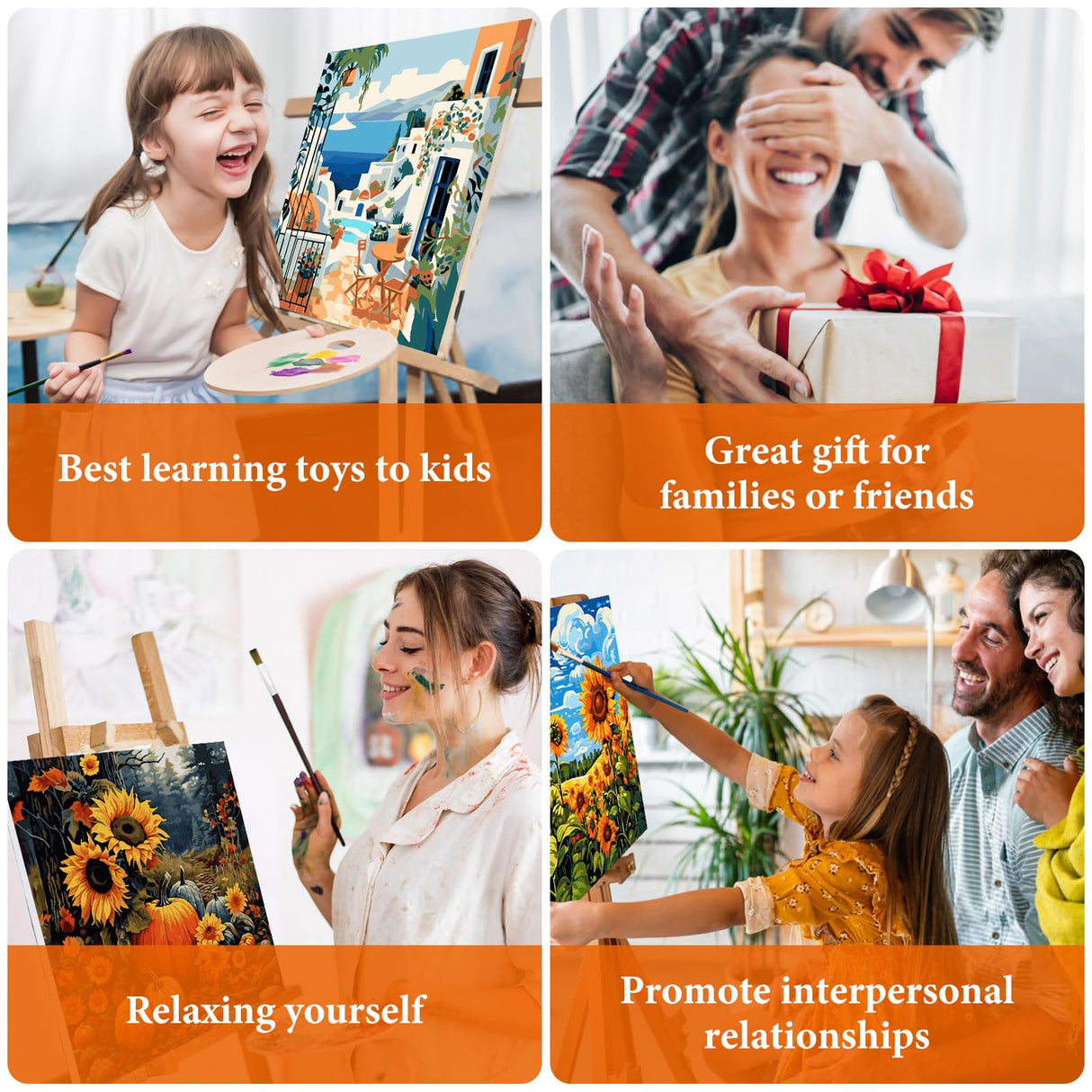 Paint by Numbers Kit for Adults Beginner, Countryside Sunset Adult Paint by Number Kits on Canvas Without Frame, Riverside Cabin Oil Paint by Numbers for Home Decor Gift 16” W x 20”L Fountor