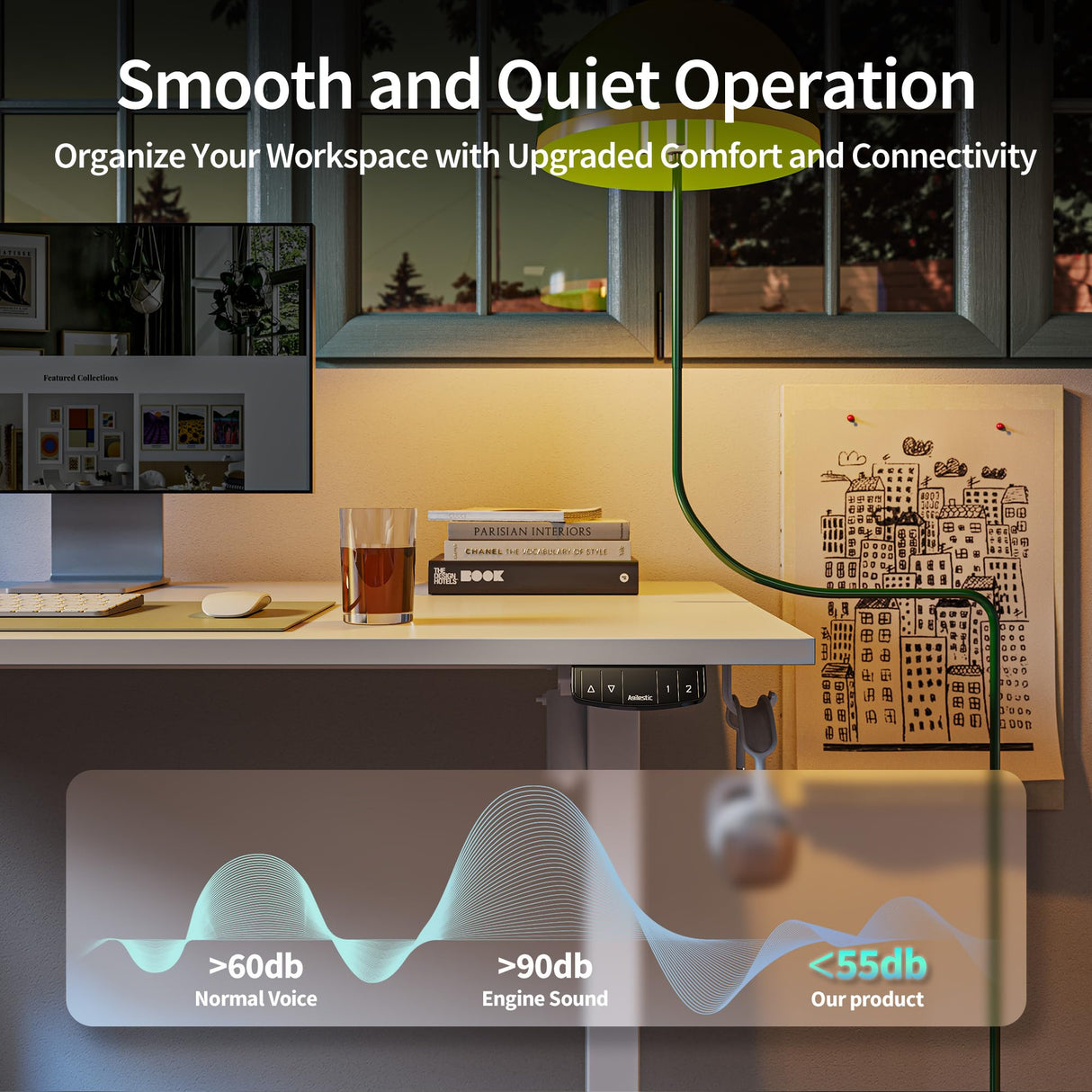 Agilestic Electric Standing Desk, 48 x 24 Inches Height Adjustable Desk, Sit Stand up Desk for Work Office Home, Ergonomic Rising Computer Table with Memory Preset, White Agilestic