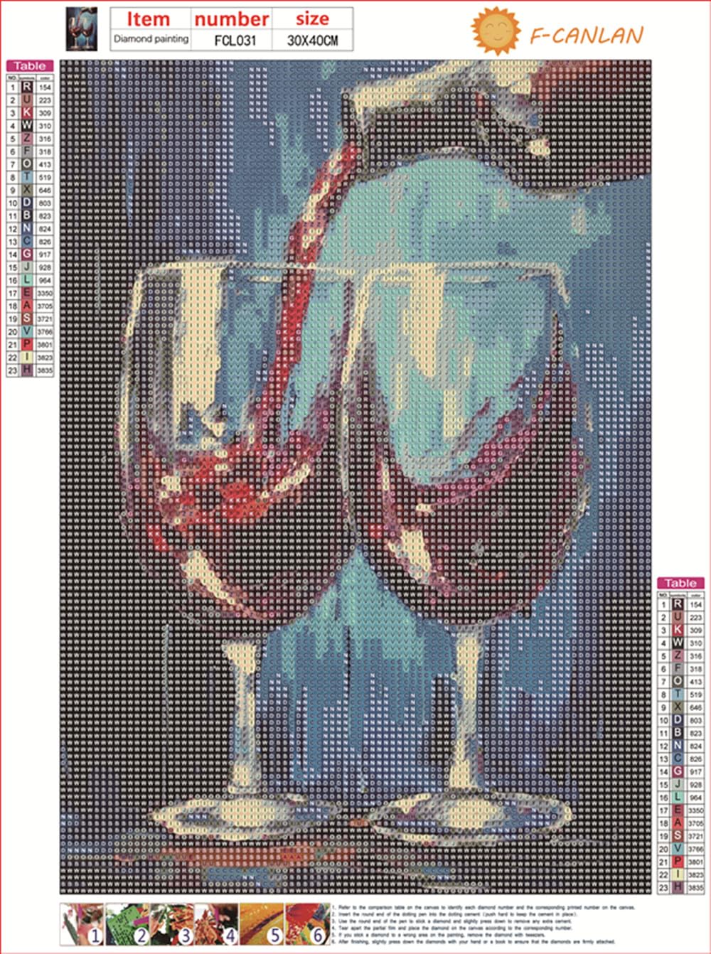 F-CANLAN Round Full Drill Diamond Painting Set 5D Red Wine Diamond Art Kits Wine Glass Diamond Art Painting by Numbers Alcohol Diamond Painting with Gem for Children for Room Decor (12X16 inches) F-CANLAN