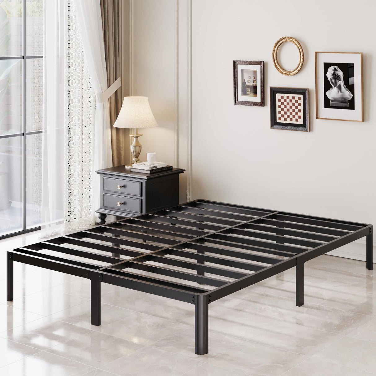 Lutown-Teen 10 Inch Queen Bed Frame with Rounded Corner Legs, 2000 LBS Heavy Duty Metal Queen Platform Bed Frame with Steel Slats Support, No Box Spring Needed, Noise Free, Easy Assembly Lutown-Teen