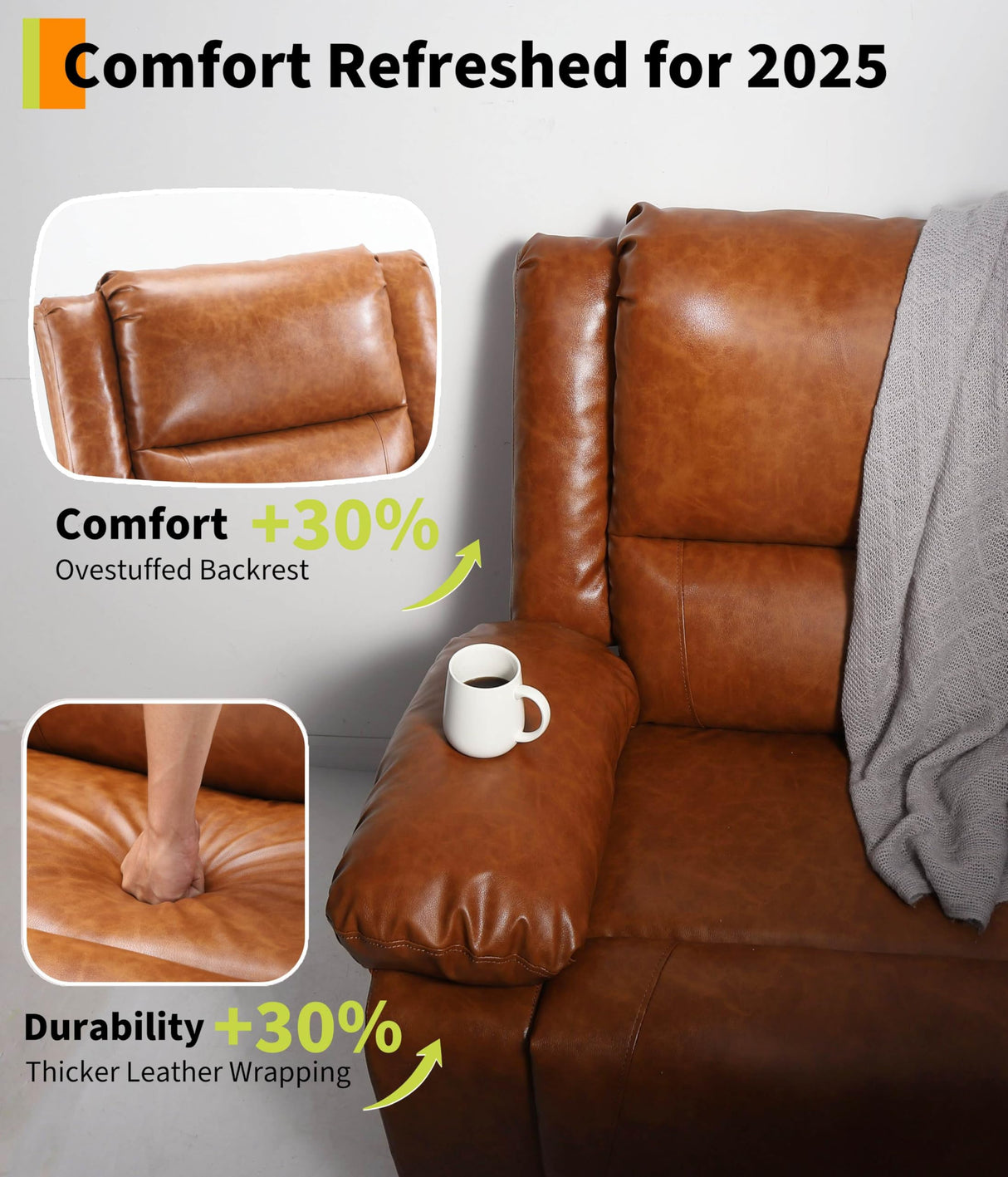 Garvee Electric Lift Recliner Chair - Heat and Massage, PU Leather Power Lift Recliner for Elderly & Mobility Impaired, Adjustable Back and Legs, Heavy Duty Lift Chair for Seniors Garvee