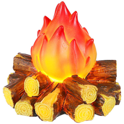 ABOOFAN LED Fake Campfire Lamp Battery Powered Artificial Fire Fake Flame with Realistic Log Flameless Candle for Halloween Christmas Campfire Party Decorations