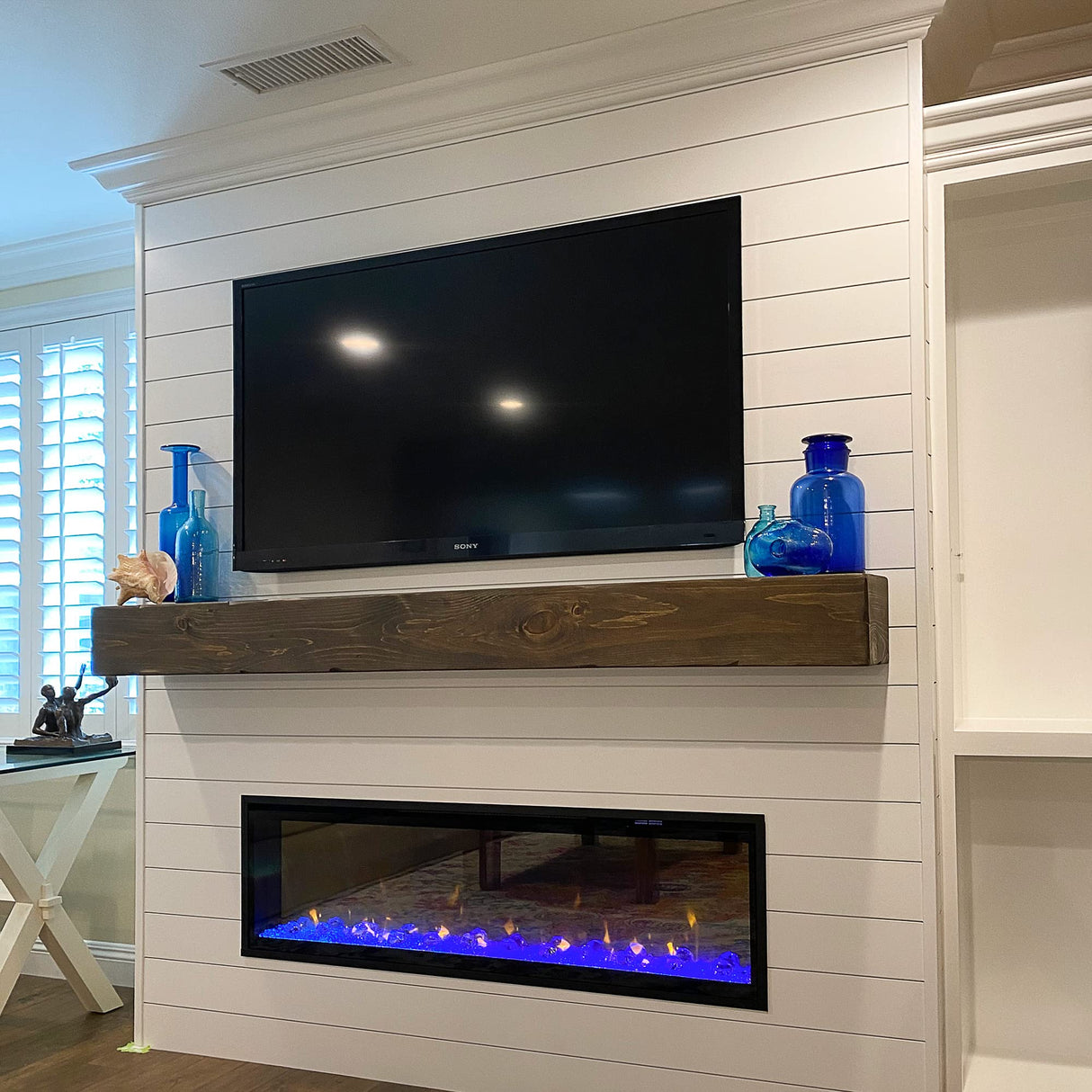 Fireplace Mantel, Rustic, Shelf, Floating Mantle, Real Wood, Beam, URBANDI (Dark Brown, 36Lx6Hx8D) WoodArtSupply