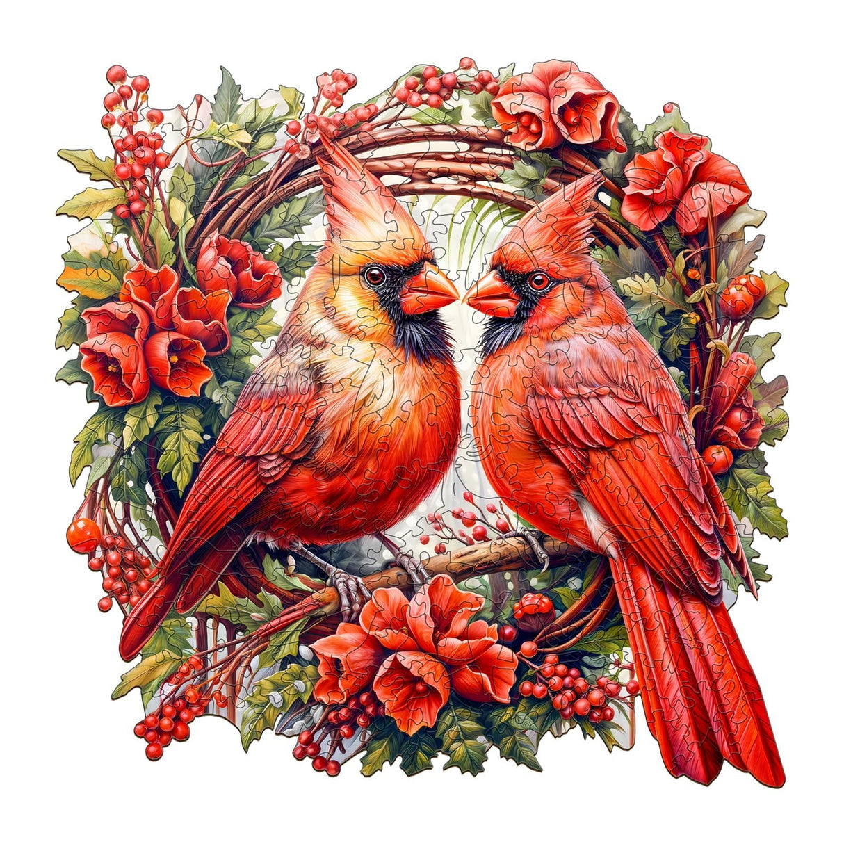 Jigfoxy Wooden Puzzles for Adults, Cardinal Wood Puzzles Adult, Unique Animal Shape Wooden Jigsaw Puzzles, Birthday Gifts for Puzzles Lovers Family Friend (L-13.3 * 13.3in-300 pcs) Jigfoxy