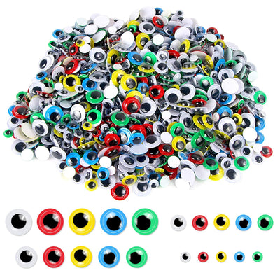 UPINS 1000 Pcs Self Adhesive Googly Wiggle Eyes for DIY, Multi Colors and Sizes Craft Sticker Eyes