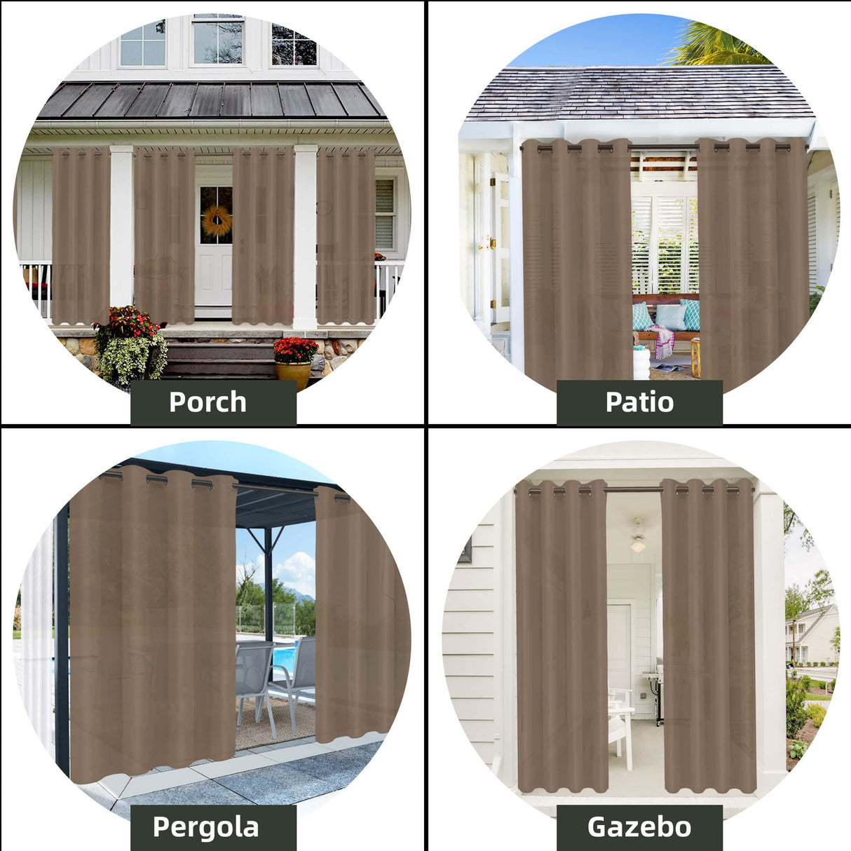 OutdoorLines Waterproof Indoor Outdoor Curtains for Patio-Privacy Sun Blocking Grommet Curtain Panel Weatherproof, UV Resistant Curtains for Gazebo, Porch, Pergola Khaki 100W x 84L Inch 1 Panel OutdoorLines