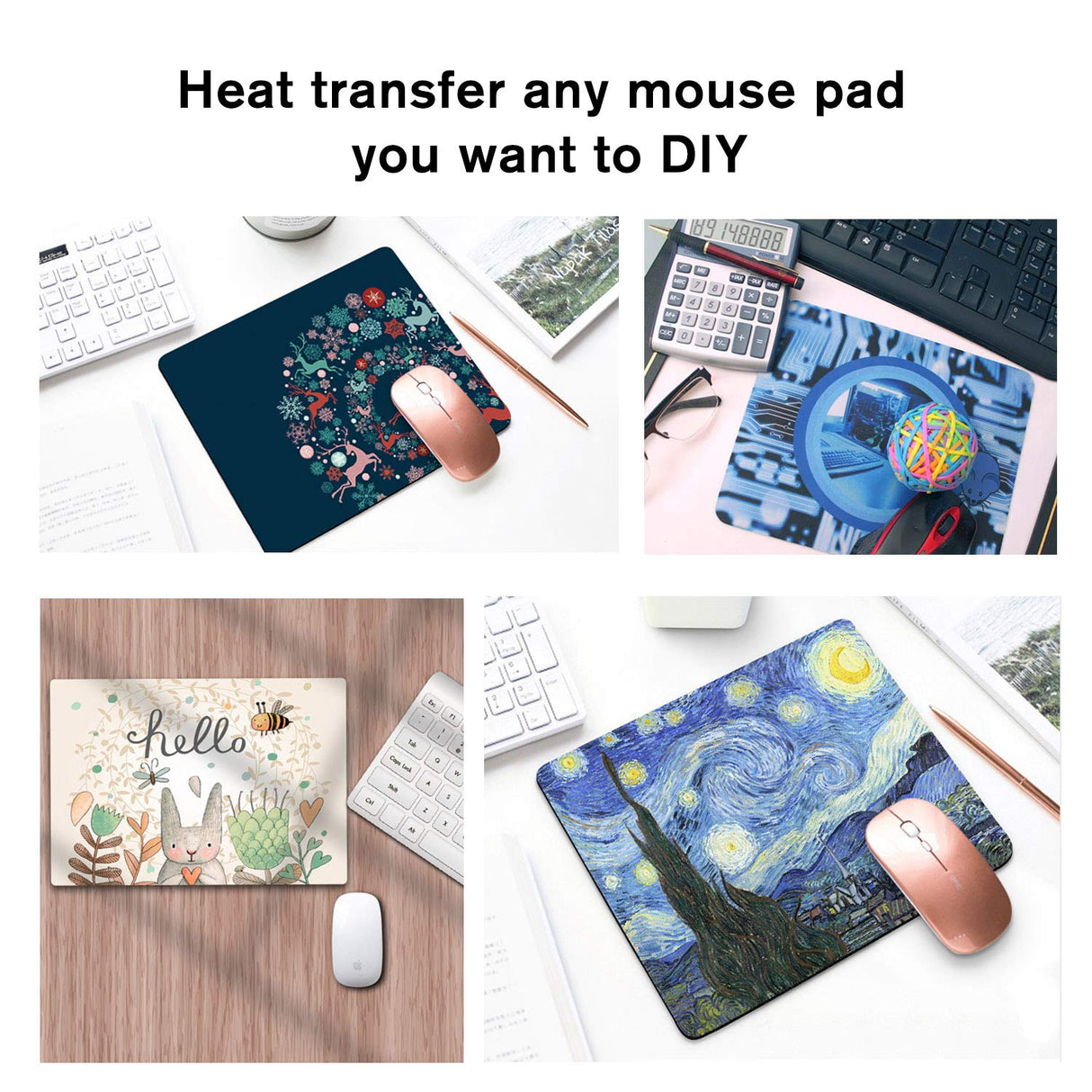 A-SUB Sublimation Mouse Pad Blank Rectangular Blanks 12 pcs for Sublimation Transfer Heat Press Printing Crafts 24x20x0.2cm White A-SUB