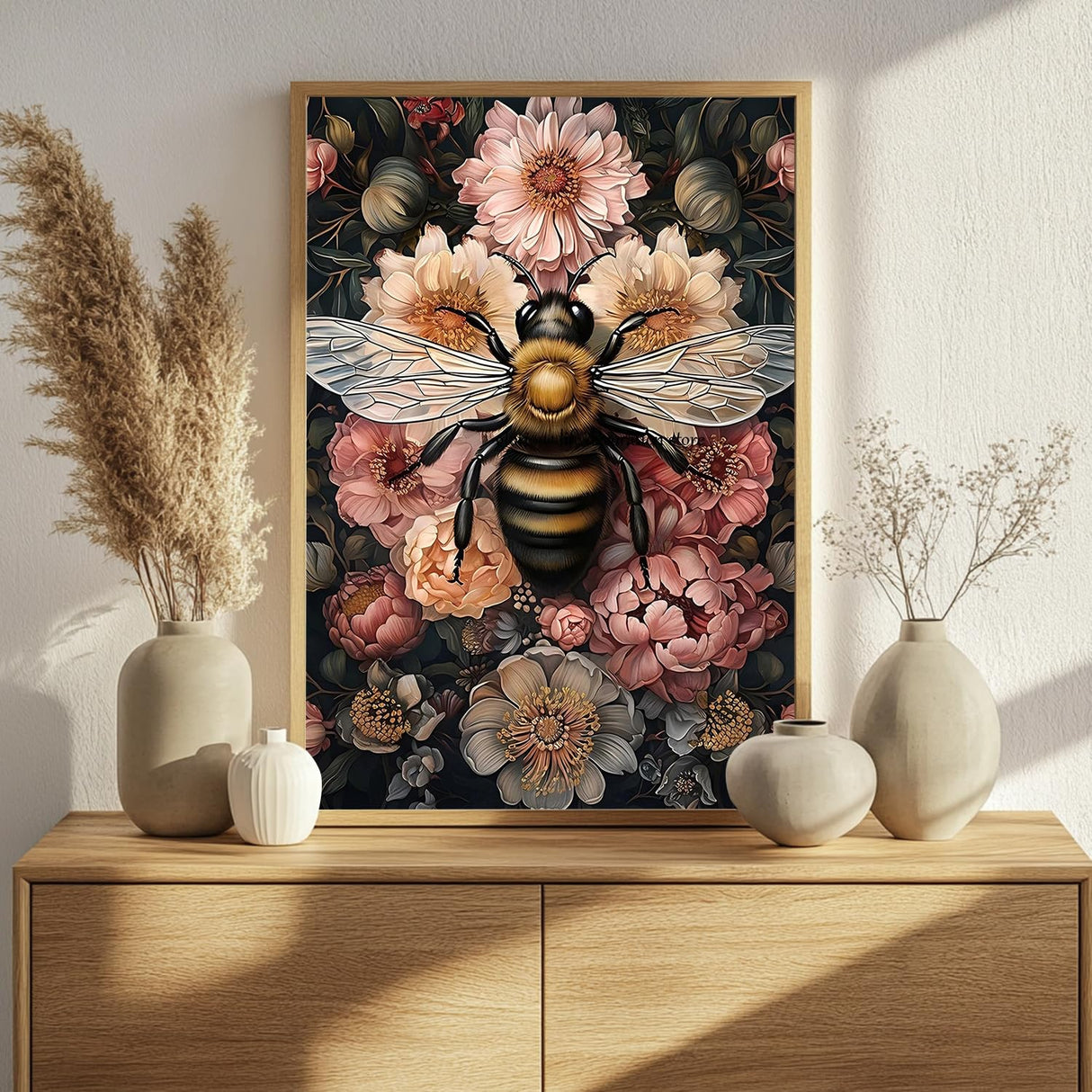 Paint by Numbers for Adult, Bee Paint by Numbers Kit for Adults Beginners, DIY Acrylic Painting on Canvas for Home Wall Art Decor 16x20 Inch Mandun