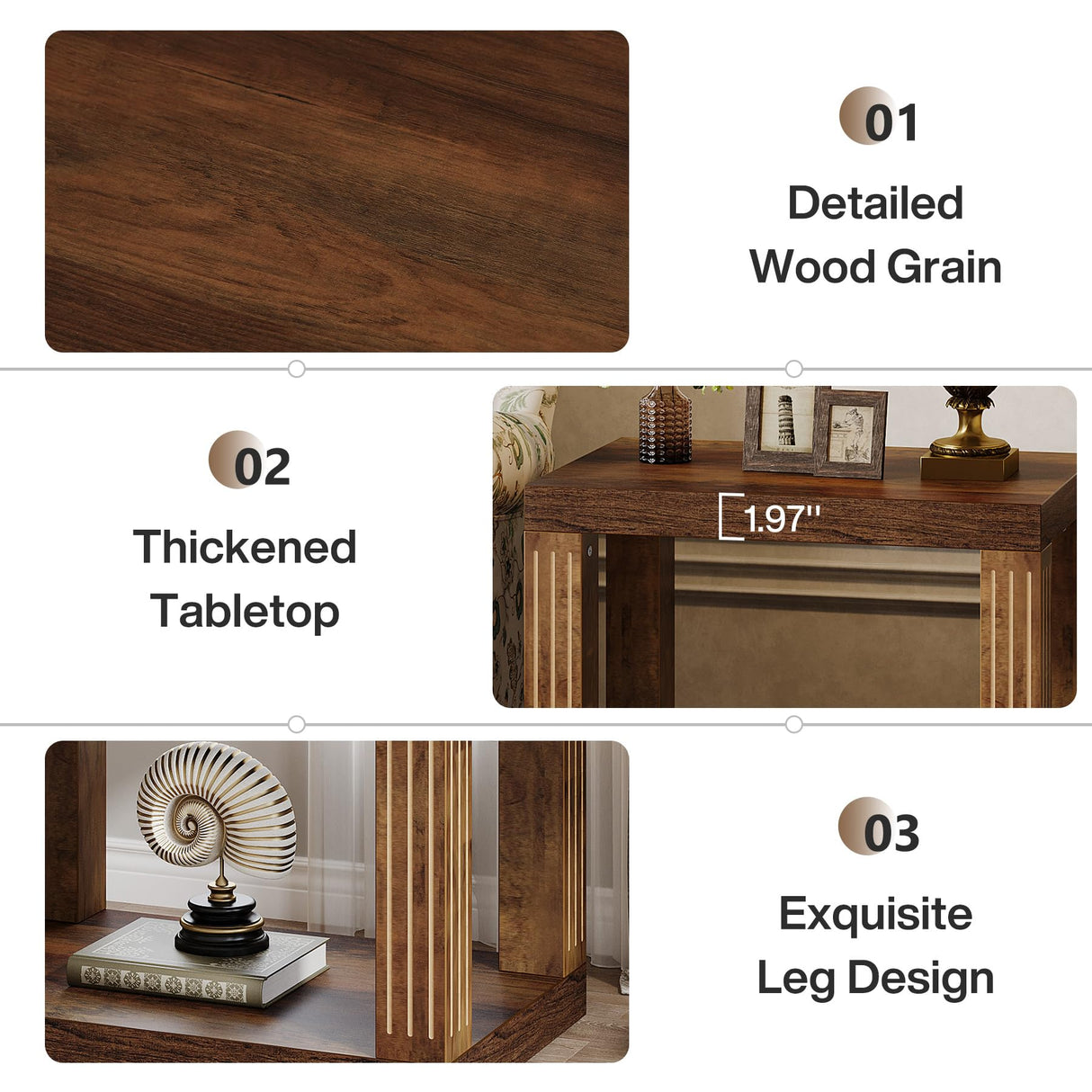 Tribesigns End Table for Living Room, 2-Tier Rectangle Side Table with Storage Shelf, All-Wood Sofa Side Table, Farmhouse Bedside Table for Bedroom, Rustic Brown Tribesigns