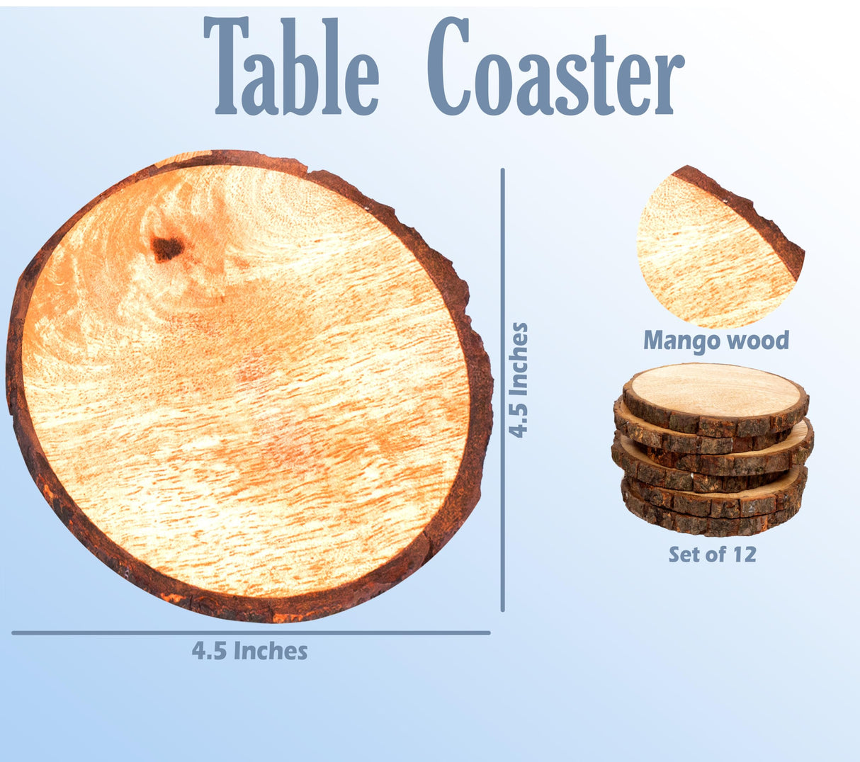 Alpha Living Home Table Coasters Wooden Coaster Drink Coasters for Tabletop Protection Outdoor Coasters Coffee Table Coasters Set of 12 - Cup Mat Rectangular Drink Hot Pads Mats Set - Natural Alpha Living Home