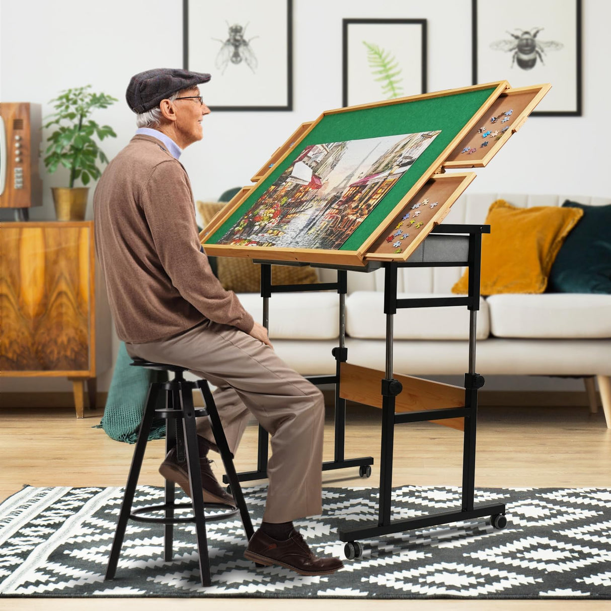 ALL4JIG 1500 Piece Adjustable Jigsaw Puzzle board for Adults, 35.4"x26.4" Multi-Functional Puzzle Board with 4+2 Drawers & Protective Cover, 45-Degree Any-Angle Tilt for Work, Exercise & Leisure ALL4JIG