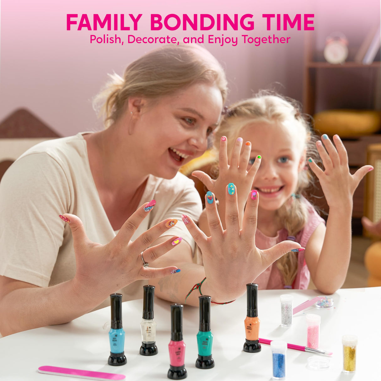 Klever Kits Kids Nail Polish Set, Nail Art Kit for Girls, Birthday Gifts for Girls Ages 7 and up, Makeup for Kids, Glitter, Sequins, Stickers , Peel Off & Quick Dry Klever Kits