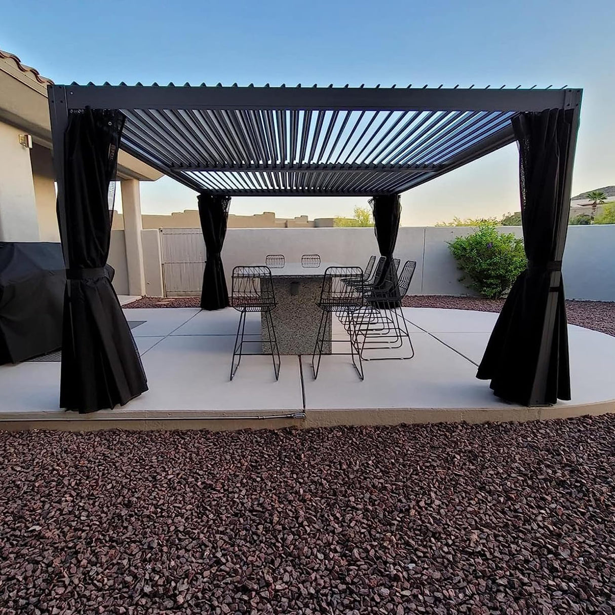 Domi Outdoor Louvered Pergola 12'x16' with Adjustable Aluminum Roof,Grill Gazebo for Patios,Aluminum Frame with Curtains and Mesh for Garden,Patio,Backyard domi outdoor living