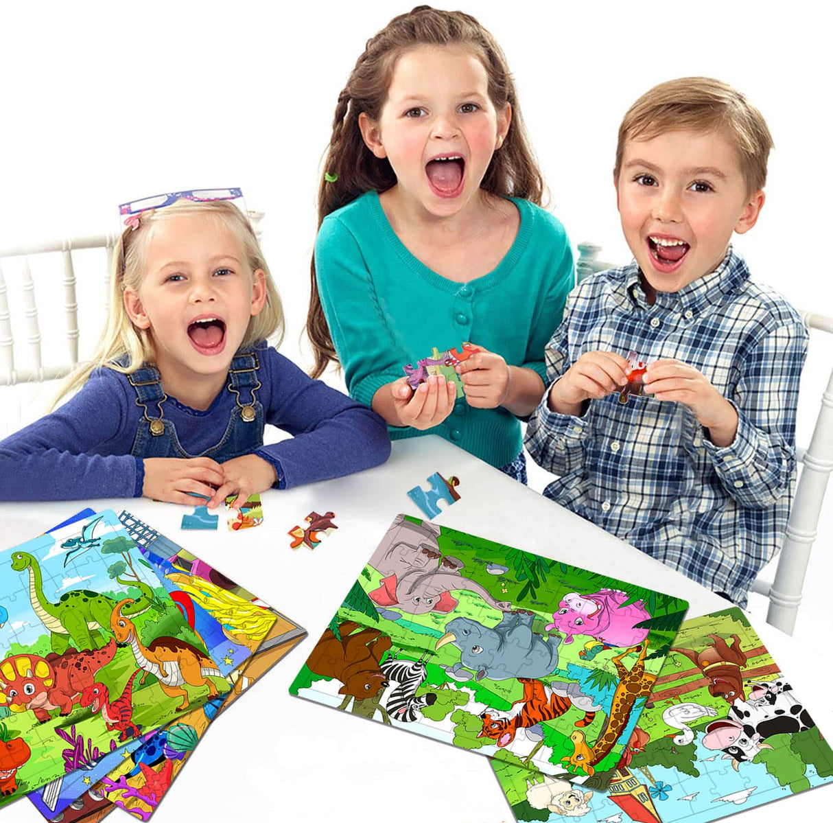 Puzzles for Kids Ages 4-8, 6 Pack Wooden Jigsaw Puzzles 60 Pieces Preschool Educational Learning Toys Set for Boys and Girls Runlycan