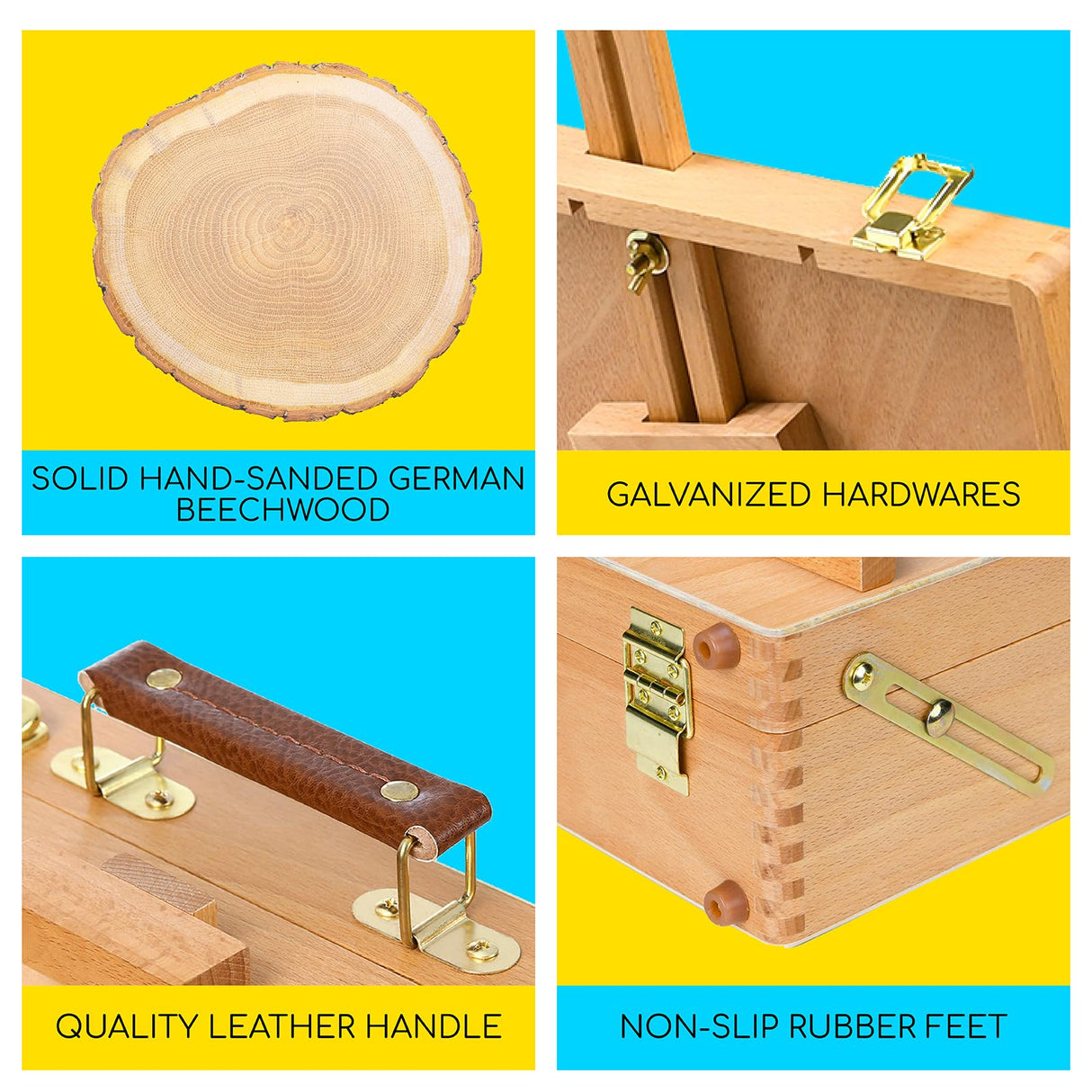 MEEDEN Extra-Large Tabletop Easel, Solid Beech Wood Table Top Easels for Painting Canvas, Sketchbox Easel, Table Art Easel for Adults & Artist, Art Supplies Storage Box,Hold Canvas Up to 28" MEEDEN