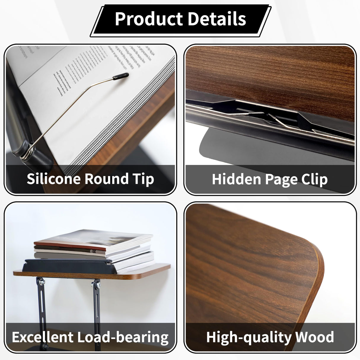 New Upgrade Book Stand for Reading, Book Holder with 360° Swivel Base, Adjustable Height & Angle Cookbook Stand, Foldable Recipe Book Holder for Kitchen, Textbook, Music Stand, Lightweight & Portable GYINGS