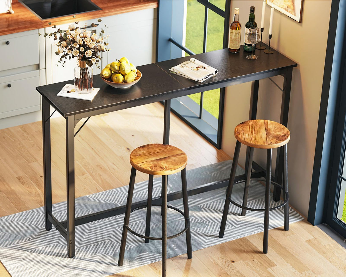 ODK 63 inch Bar Table, Bar Height Pub Table, Counter Height Bar Table, Rectangular High Top Kitchen & Dining Counter Tables with Sturdy Legs & Easy-to-Clean Top, Indoor use, Black ODK