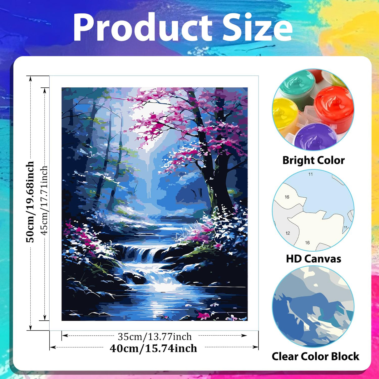 xcemhil Paint by Numbers Kit for Adults Landscape, Paint by Number Forest and Stream, Paint by Numbers Kit for Adults Beginner for Gift and Home Wall Decor 16x20 Inch xcemhil