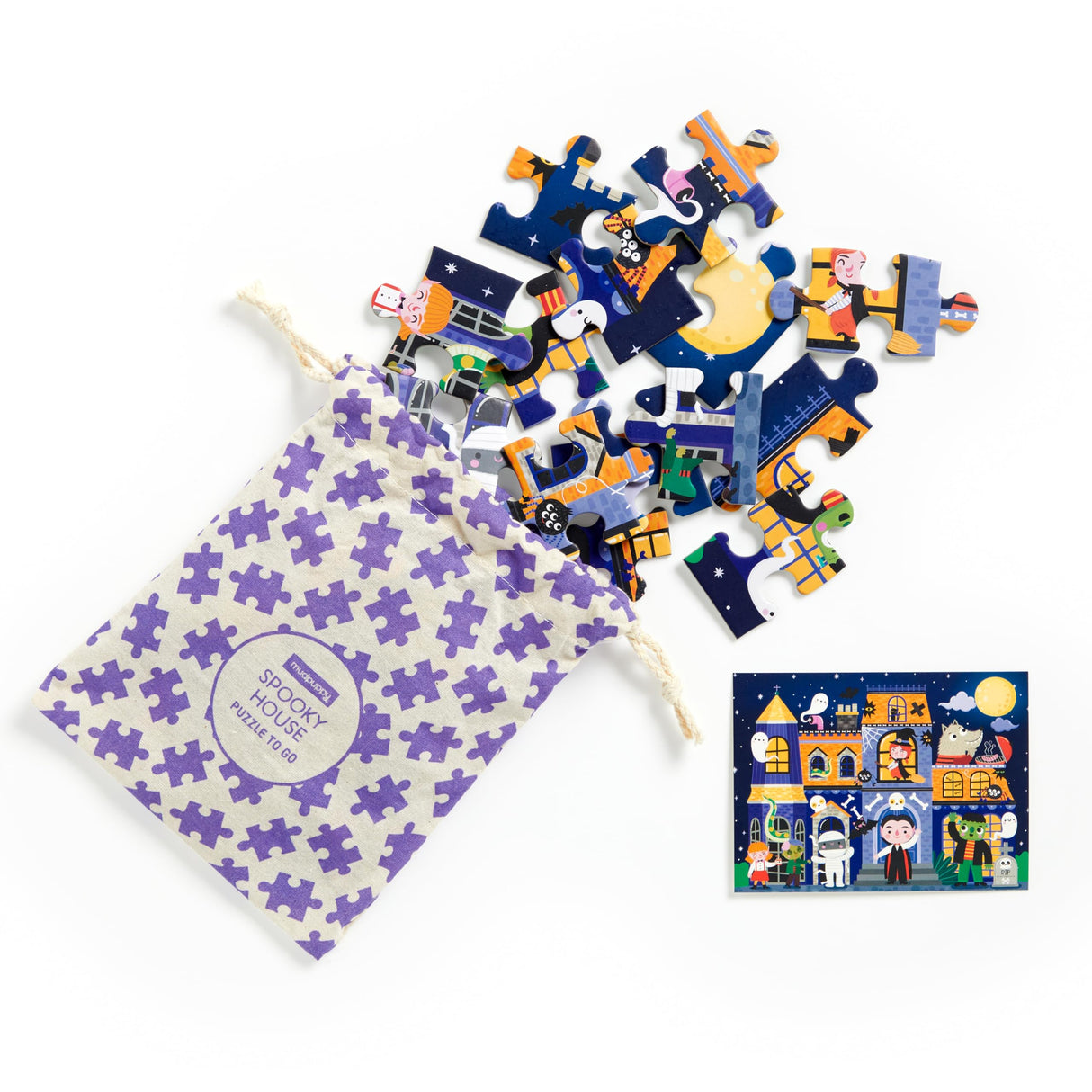 Mudpuppy Spooky House – 36 Piece Jigsaw Puzzle to Go Featuring an Adorable Haunted House with Spooky Friends Perfect for Travel and Boo Baskets Mudpuppy