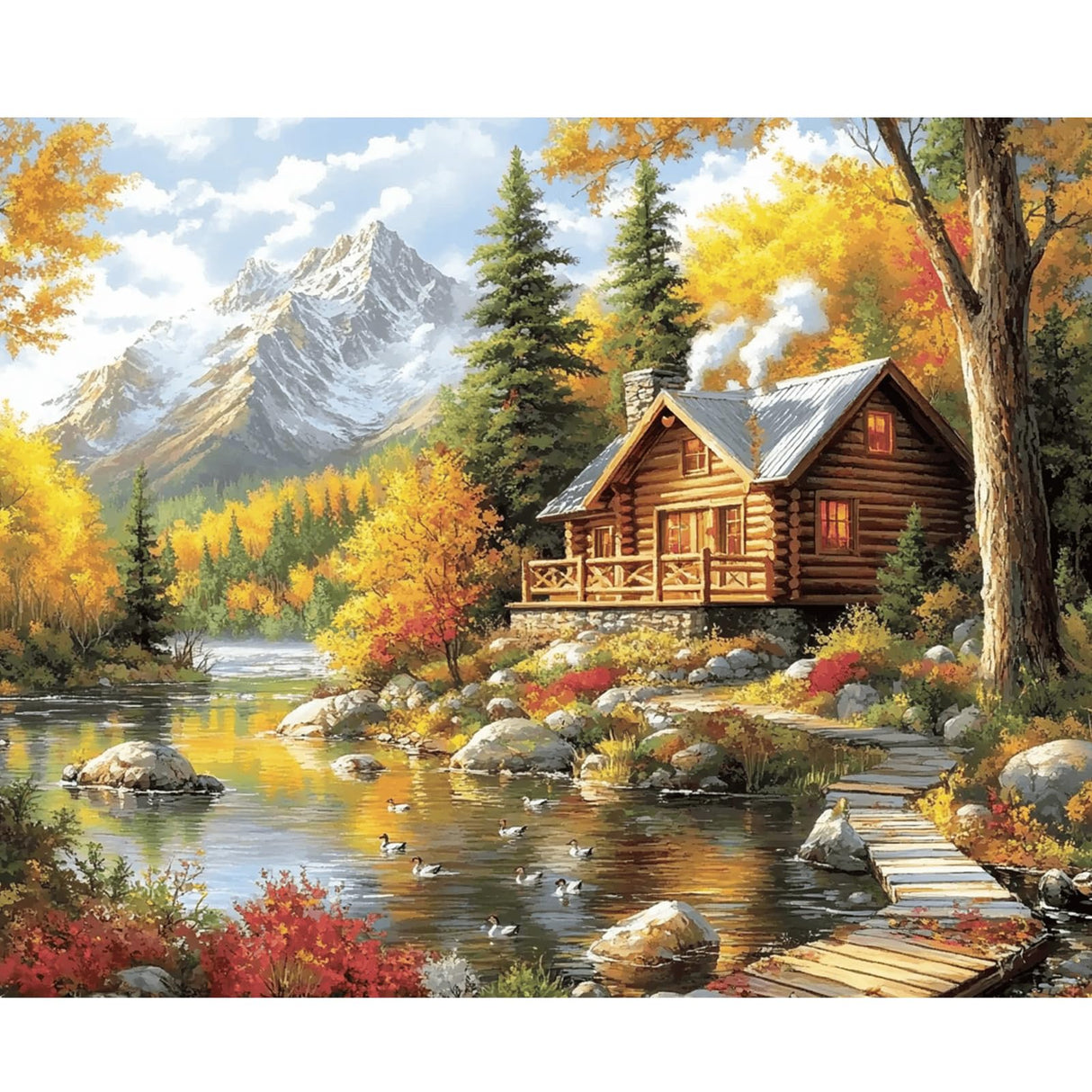 NEWENMO Mountains Paint by Numbers Kit for Adults, Lakes and House Paint by Numbers on Canvas Unframed, DIY Oil Painting Perfect for Beginner, Craft, Hobbies and Home Wall Decor 20x16 in NEWENMO