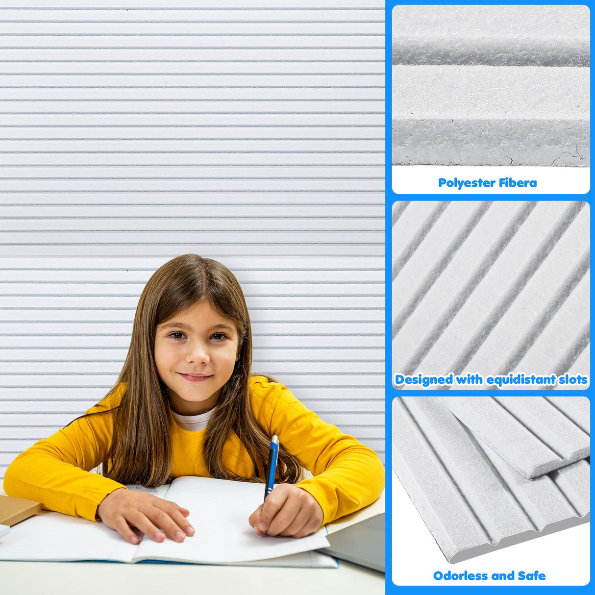 Woanger 10 Pack Large Acoustic Panels, Soundproof Sound Absorbing Wall Panels, 47 x 24 Inch Self Adhesive Acoustic Sound Dampening Panels for Room Recording Studio(White) Woanger