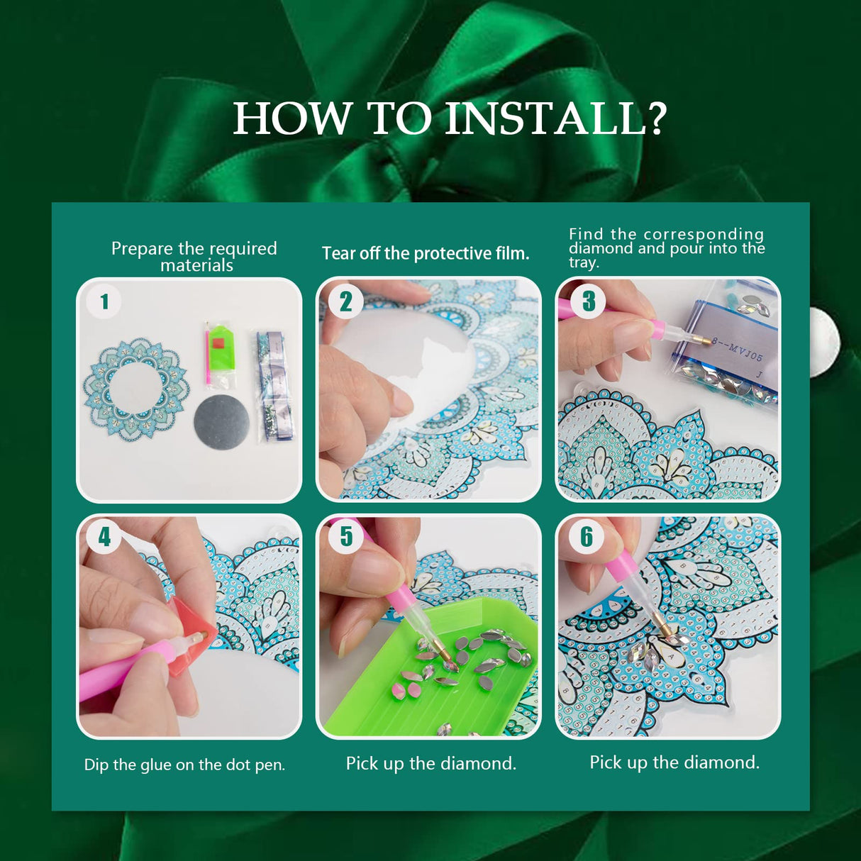 DIY Diamond Art Painting Mirror for Adults DIY Special Shaped Crystal Diamond Art Painting Kit Mirror Makeup Mirror Christmas Halloween Birthday Gifts Art Crafts Home Decor antor