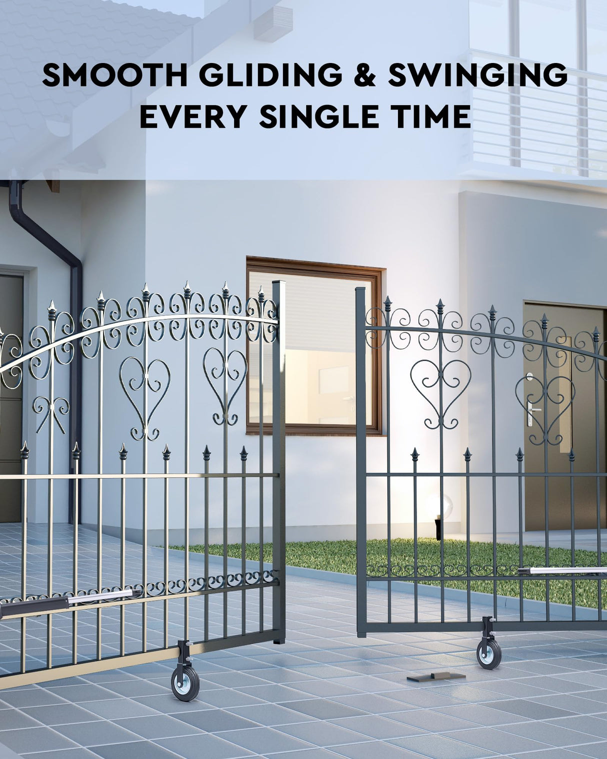 CO-Z 1 Pack Heavy Duty 6" Gate Wheel for Rolling Gate, 500 lb Capacity Chain Link Fence Gate Helper Wheel Fits 1-5/8" to 2" Tubes, Undermount Metal Swing Gate Caster with Adjustable Angle CO-Z