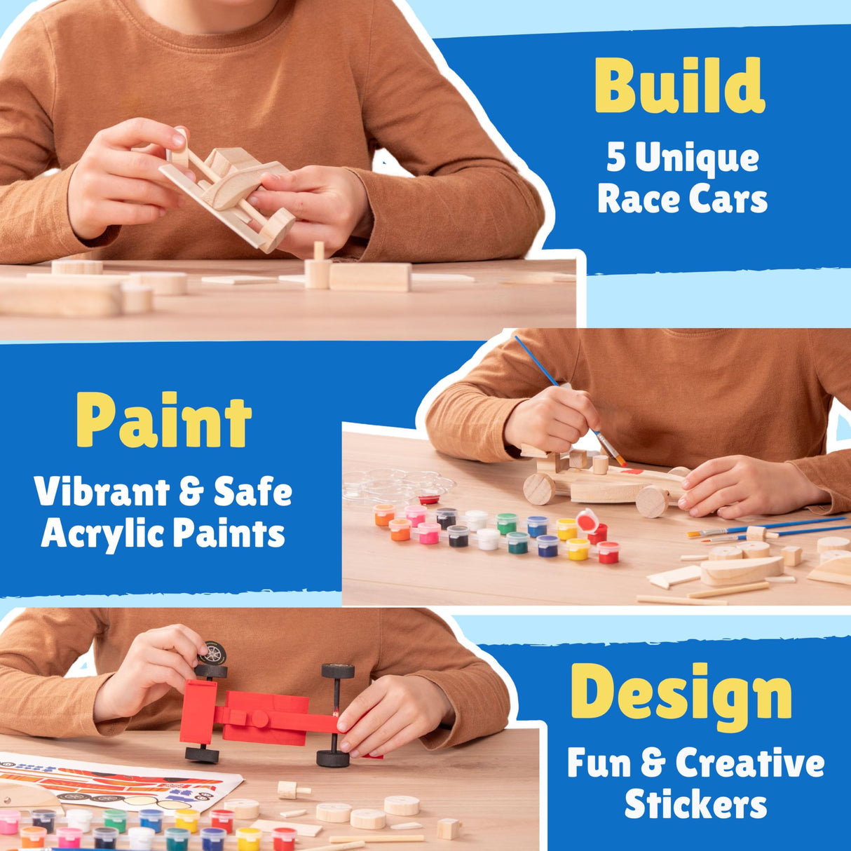 Build & Paint Your Own Wooden Cars-5 Unique & Easy Assemble Model Race Cars to Paint, DIY Arts & Crafts Activity Kit for Kids Boys, Painting Craft Kits, Build A Car Art Stuff for Ages 6 Year Old & Up BeadHub