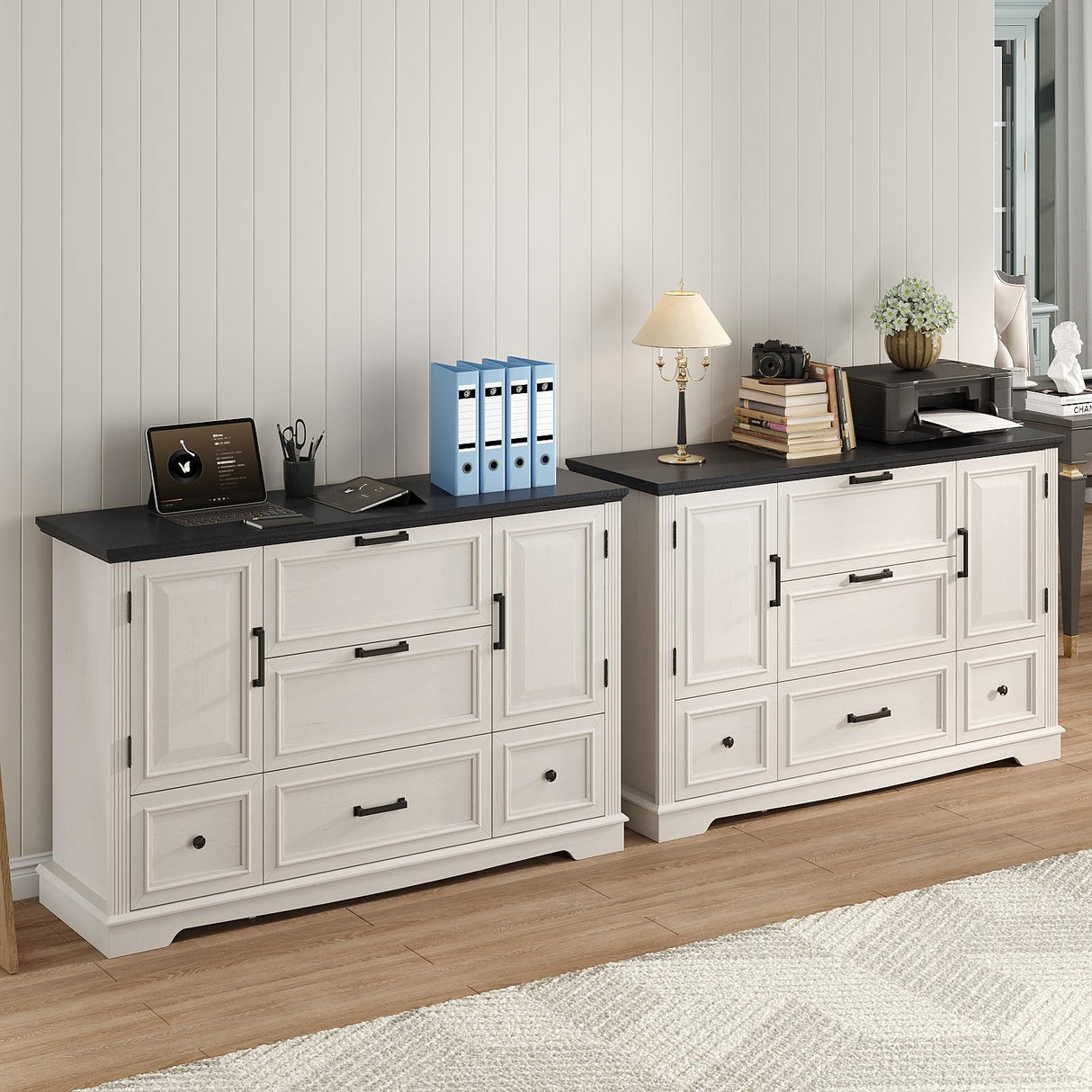 Maupvit 47.6" File Cabinet with 5 Drawers, Farmhouse Lateral File Cabinets for Home Office, Filing Organization Storage Cabinets for Letter/Legal/A4/F4 Maupvit