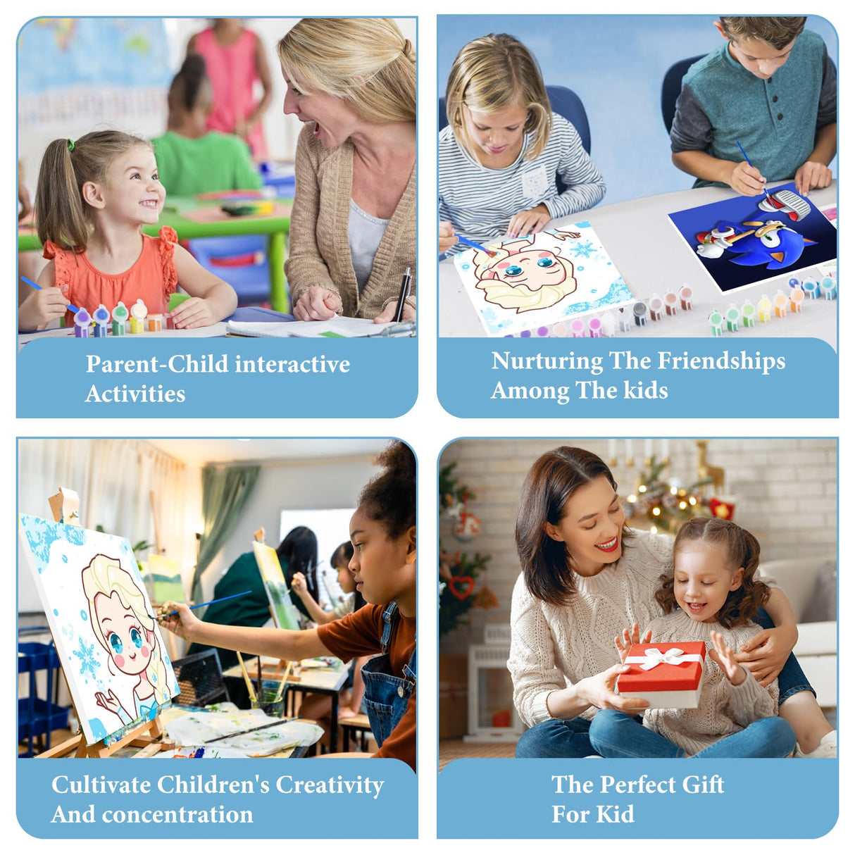 hkejoi 4 Pack Flowers Paint by Numbers Kit for Adults Framed - Small Easy Adult Paint by Numbers Kits, Acrylic Oil Painting Perfect for Home Wall Decor 8X8 Inch hkejoi