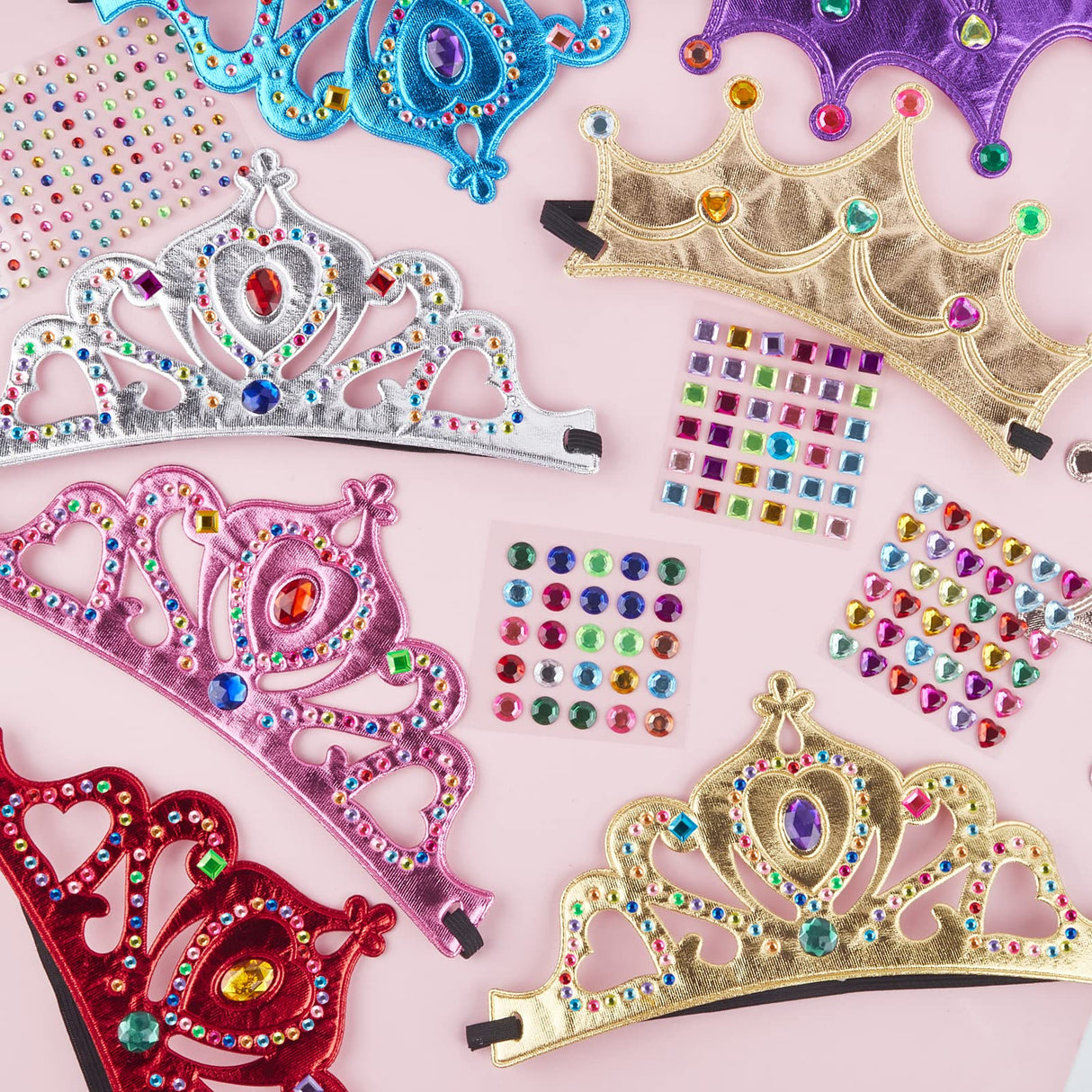 FLMRIOY 17 Pcs Princess Party Crowns Set Kids Party Supplies Tiaras Making Kit with Diamond Stickers for Little Girls Gifts FLMRIOY