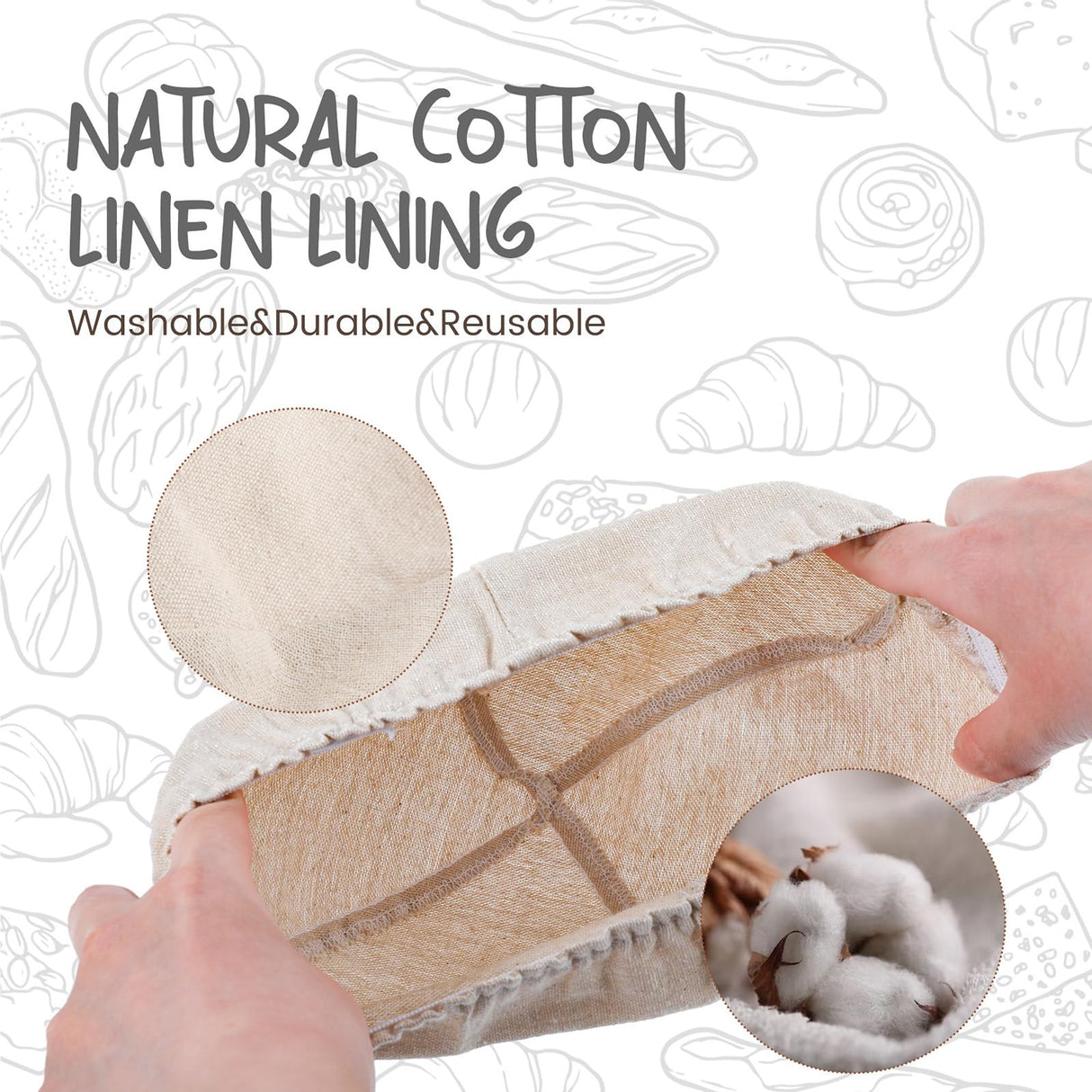 DOYOLLA Bread Proofing Baskets Set of 2 8.5 inch Round Dough Proofing Bowls w/Liners Perfect for Home Sourdough Bakers Baking DOYOLLA