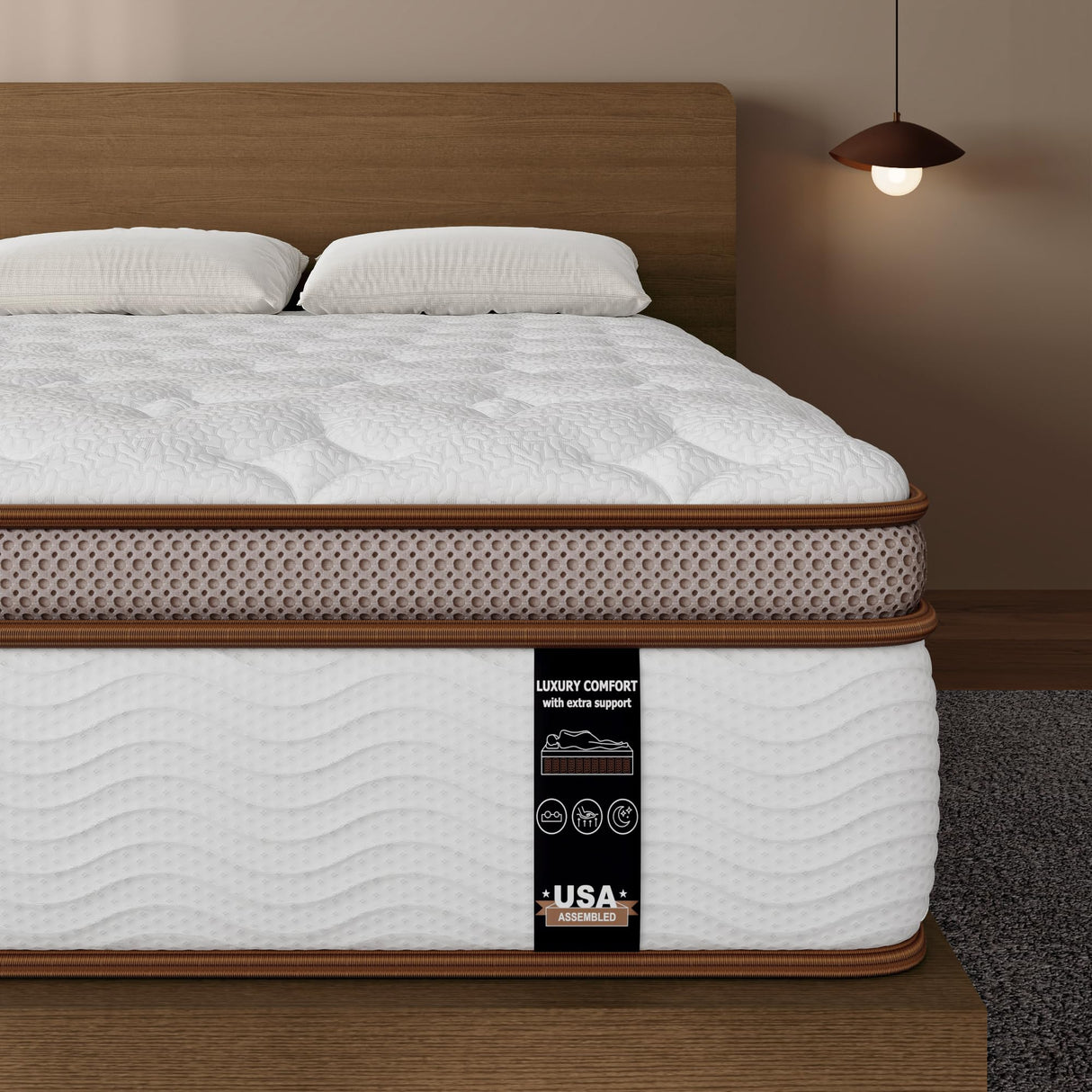 Sleepmax Plush King Mattress 14 Inch - Luxury Hybrid Mattress Posture Support - 6-Layer Design for Back Pain Relief - Soft Bed in a Box - Fiberglass Free, CertiPUR-US Certified, 365-Night Trial Sleepmax