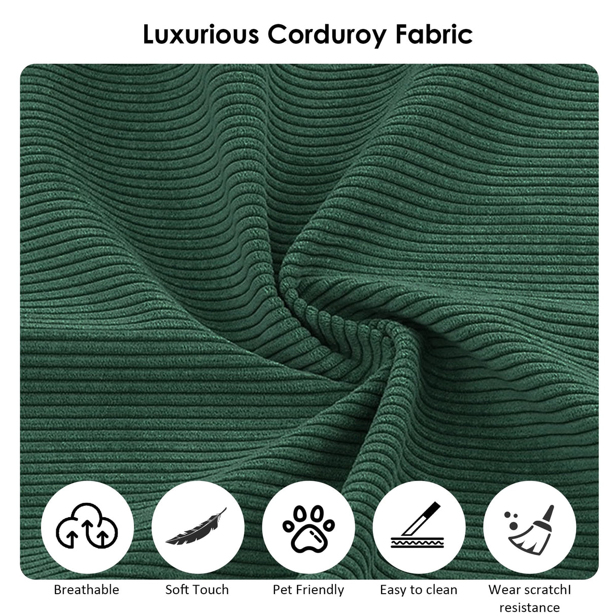 80" Convertible Sofa Bed, 3-in-1 Corduroy Folding Pull Out Couch with Pillows, No Assembly Modern Boneless Couch Compression Sofa in Box, Floor Sofa with Side Storage Pocket for Living Room,Dark Green Zyerch