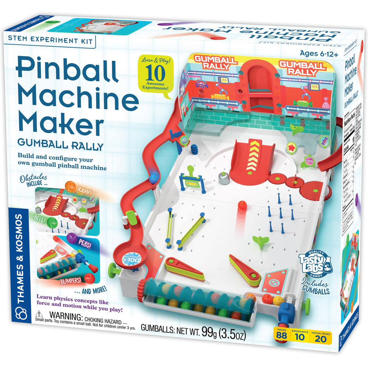 Thames & Kosmos Pinball Machine Maker STEM Experiment Kit Toy of the Year Finalist - Build a Reconfigurable Pinball Machine, Explore Physics, Force, Motion, Gravity, Simple Machines, Gumballs Included Thames & Kosmos