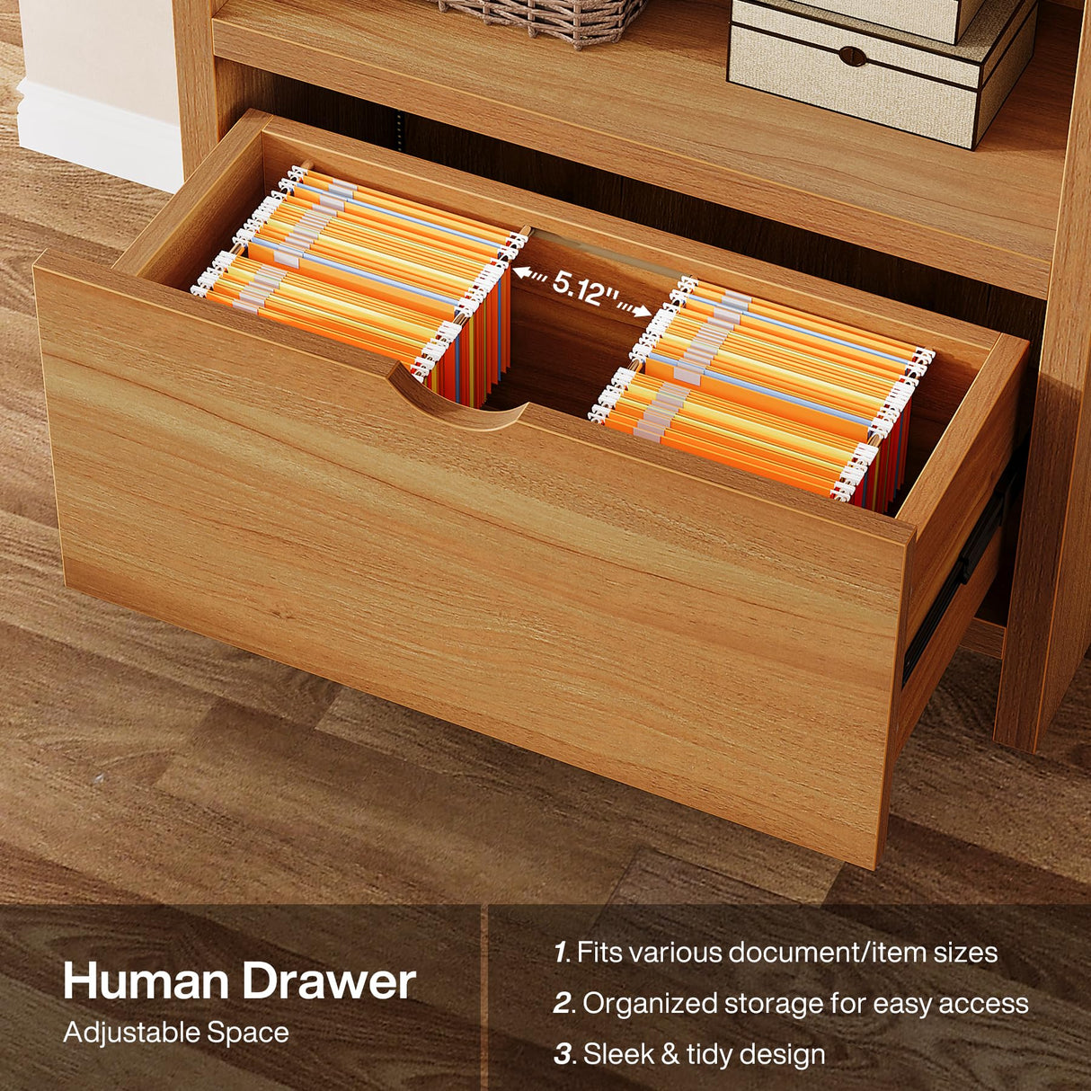 Tribesigns 70.9" Tall Bookshelf with File Drawer, Farmhouse 5-Tier Bookcase with LED Lights, Wooden Open Display Shelf Organizer for Living Room & Bedroom & Home Office (Walnut) Tribesigns