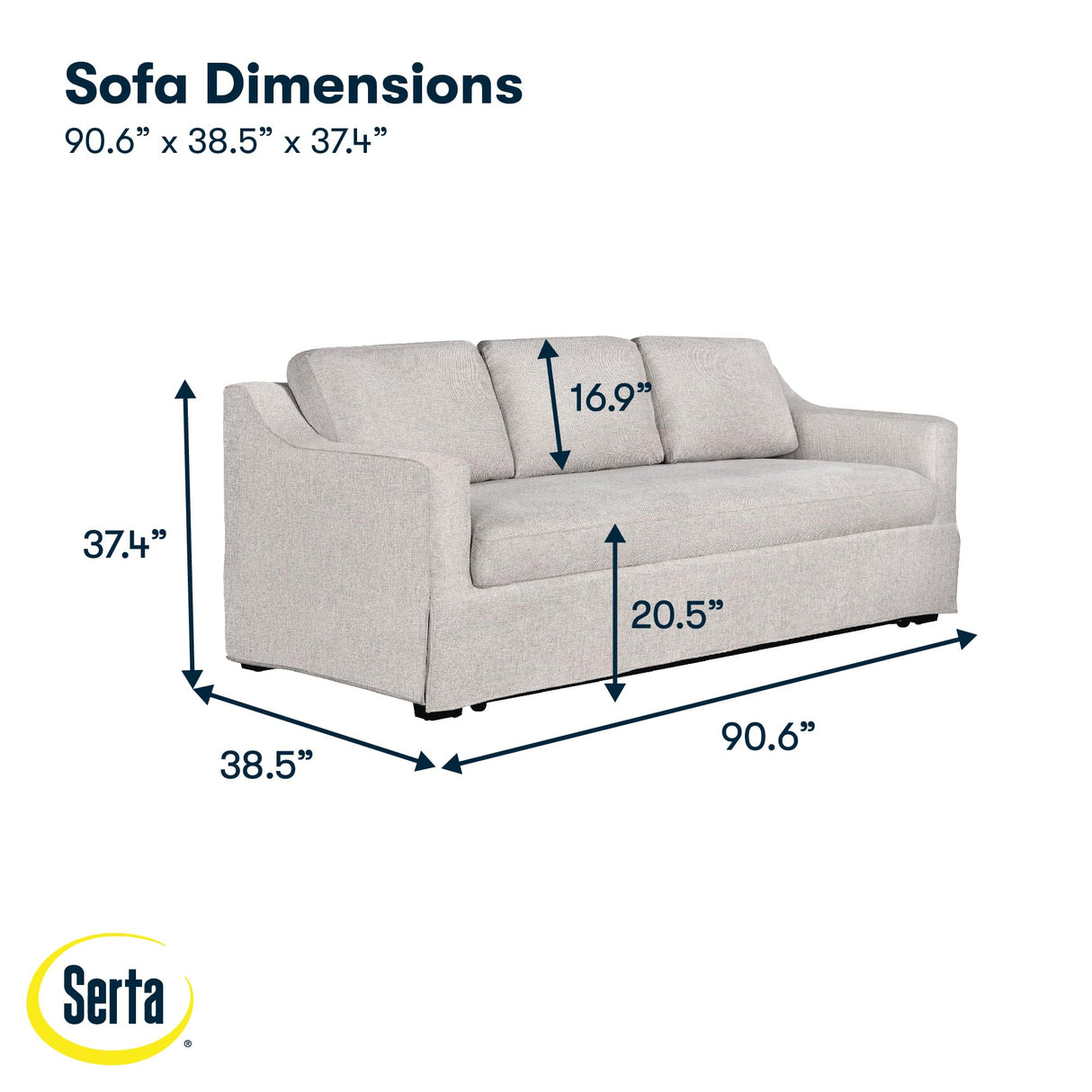 Serta® Hawthorne 90.6" Slipcovered Queen-Size Convertible Pop-up Sofa, Dreamcoil® Comfort, Woven Polyester Blend Fabric, Linen Serta